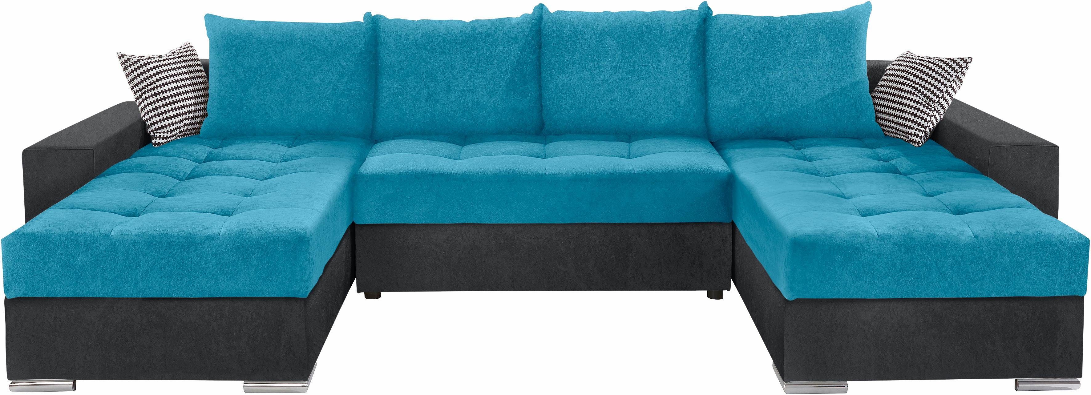 COLLECTION AB Wohnlandschaft Josy XL U-Form, Breite: 313 cm, Liegefl. 137x266 cm, Bettfunktion, Bettkasten & 2 Zierkissen, Federkern