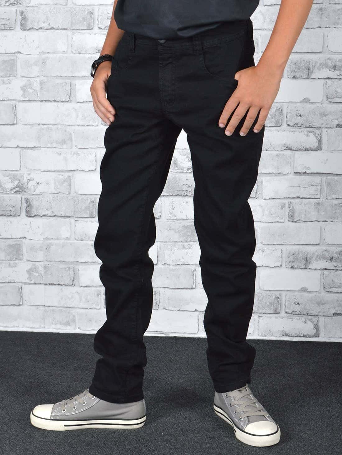 elastischem Bund Bund Jeans Jungen Schwarz (1-tlg) BEZLIT Verstellbarer 5-Pocket-Jeans mit Casual