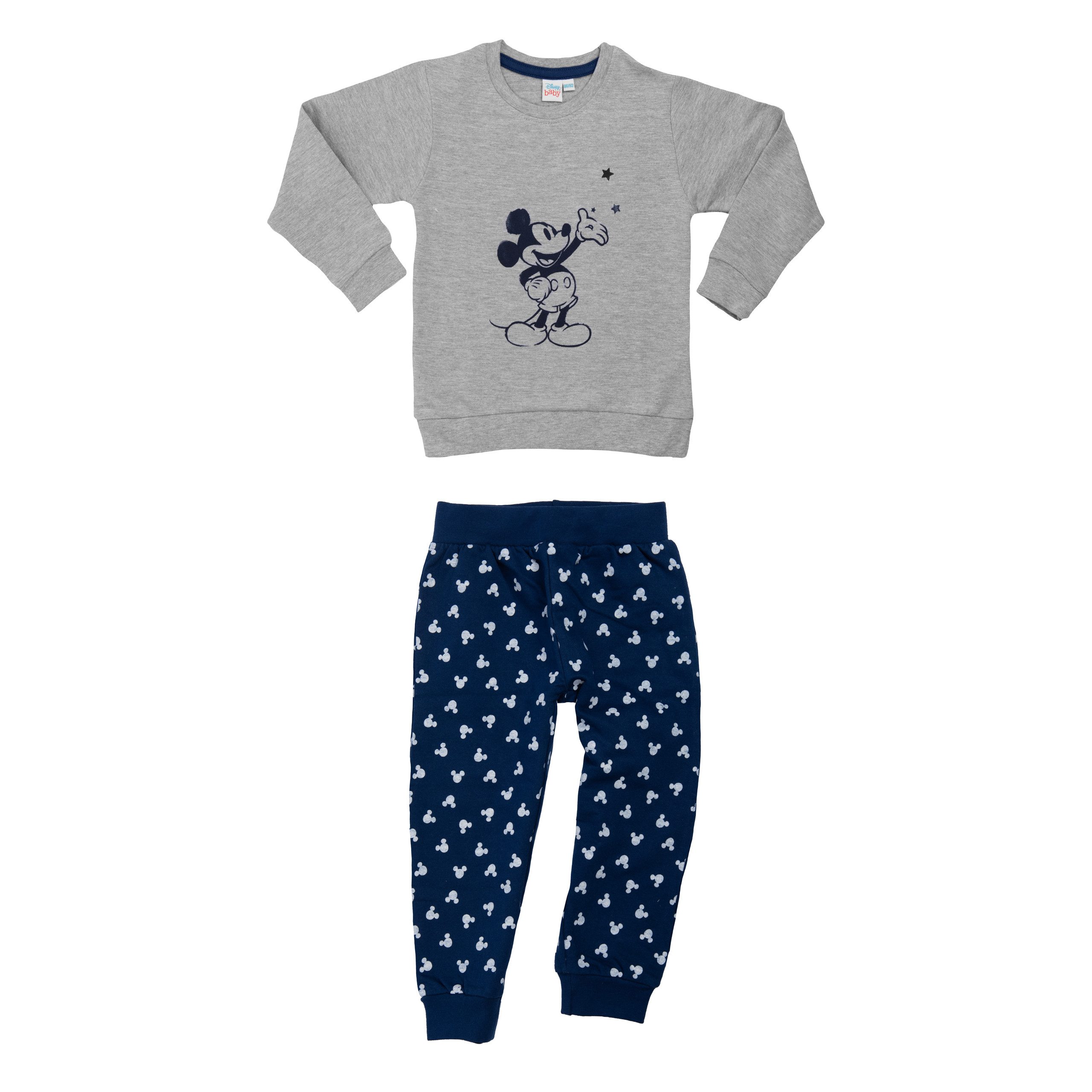 United Labels® Shirt & Hose Disney Mickey Mouse Baby Set Unisex 2-Teiler Grau/Blau