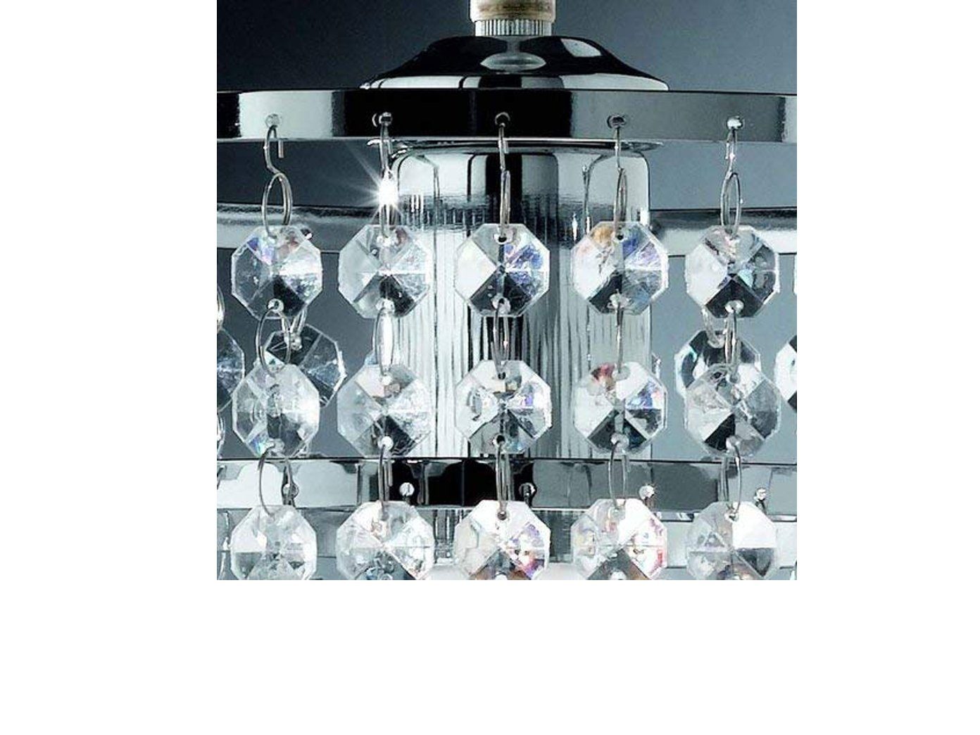 Reality Leuchten LED Kronleuchter mit Acryl Kristall Behang, Ø 25cm, dimmbar, LED wechselbar, Warmweiß, kleine Pendelleuchte einflammig Esstisch-lampe hängend,  – Bild 5 von 5