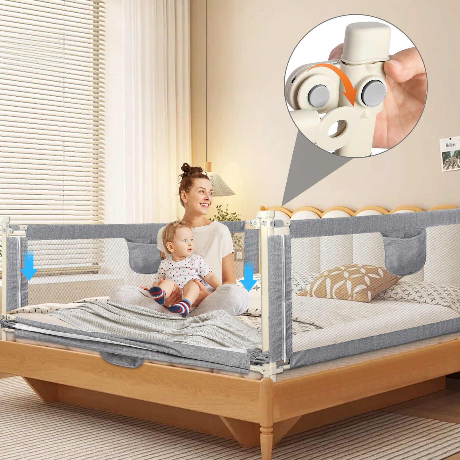 JEOBEST Bettschutzgitter Bettgitter, Kinderbettgitter für Kinder günstig online kaufen