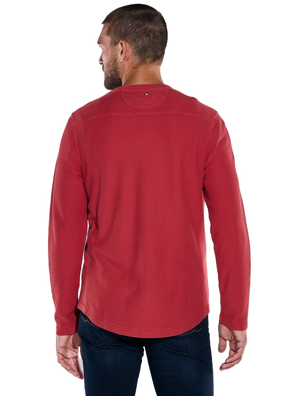 emilio adani Langarmshirt Herren Pullover strukturiert, Rot günstig online kaufen