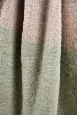 Wohndecke Amosaka, weiche Kuscheldecke, breite Streifen, 25 % Wolle, 130x170 cm, carla&marge, Tagesdecke / Plaid in Terrakotta, Rosé und Grün