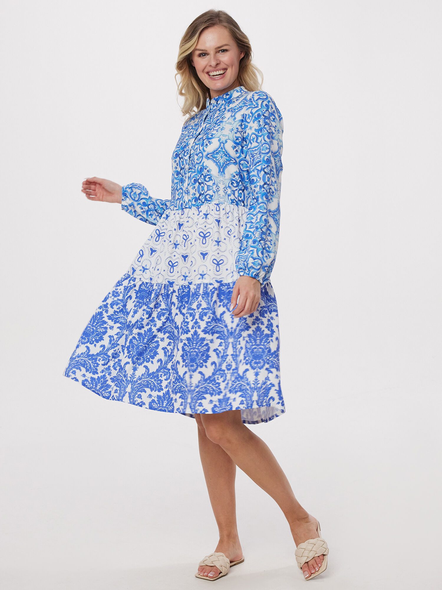 MIALUSSO Blusenkleid Sommerkleid im Porzellandruck im Porzellandruck