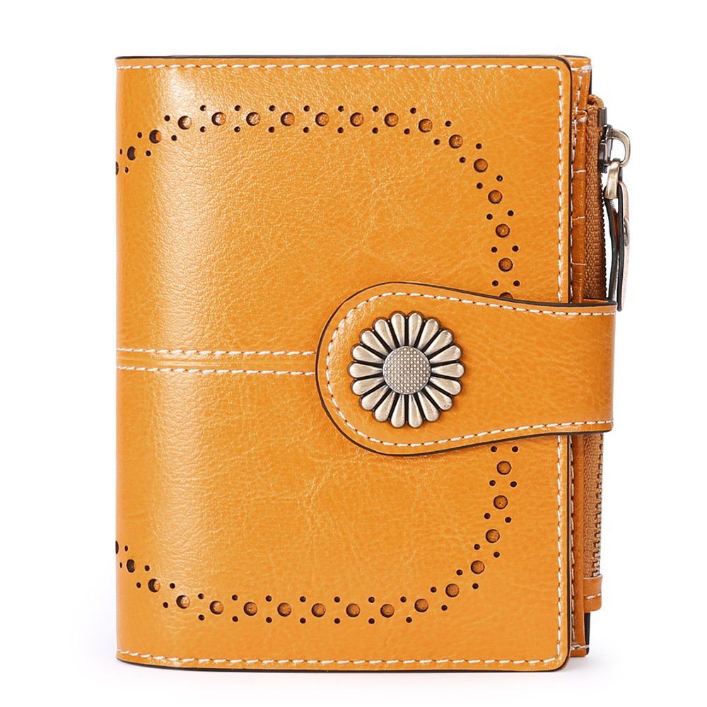 TAN.TOMI Brieftasche Elegante Portemonnaie Damen mit RFID Schutz,Geldbeutel Damen, mit viele Fächer mit Druckknopf und Reißverschluss Mango | Brieftaschen