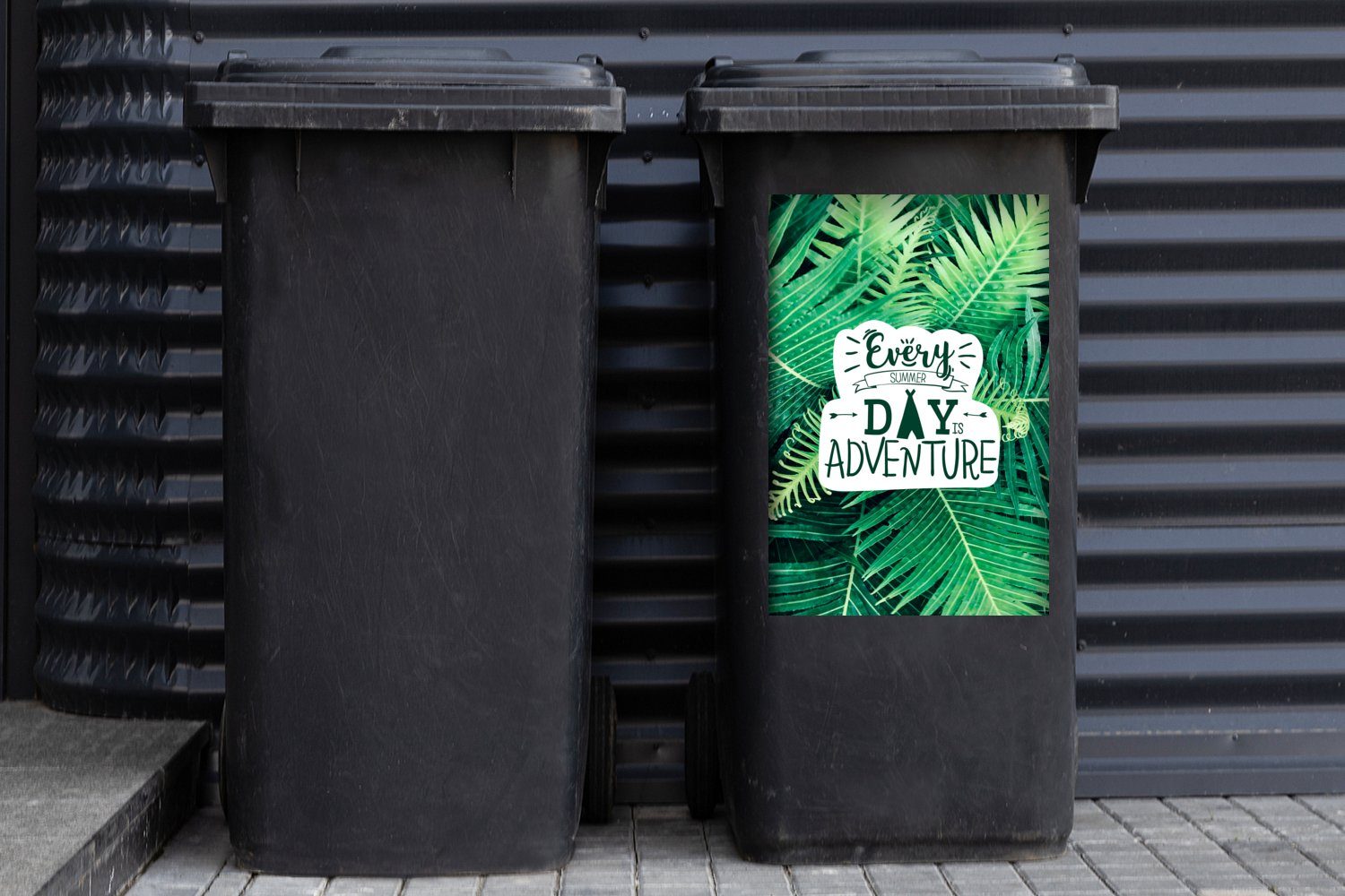 MuchoWow Wandsticker Sommer - Abfalbehälter (1 Sticker, - Pflanzen Container, Mülleimer-aufkleber, Mülltonne, Zitate St)