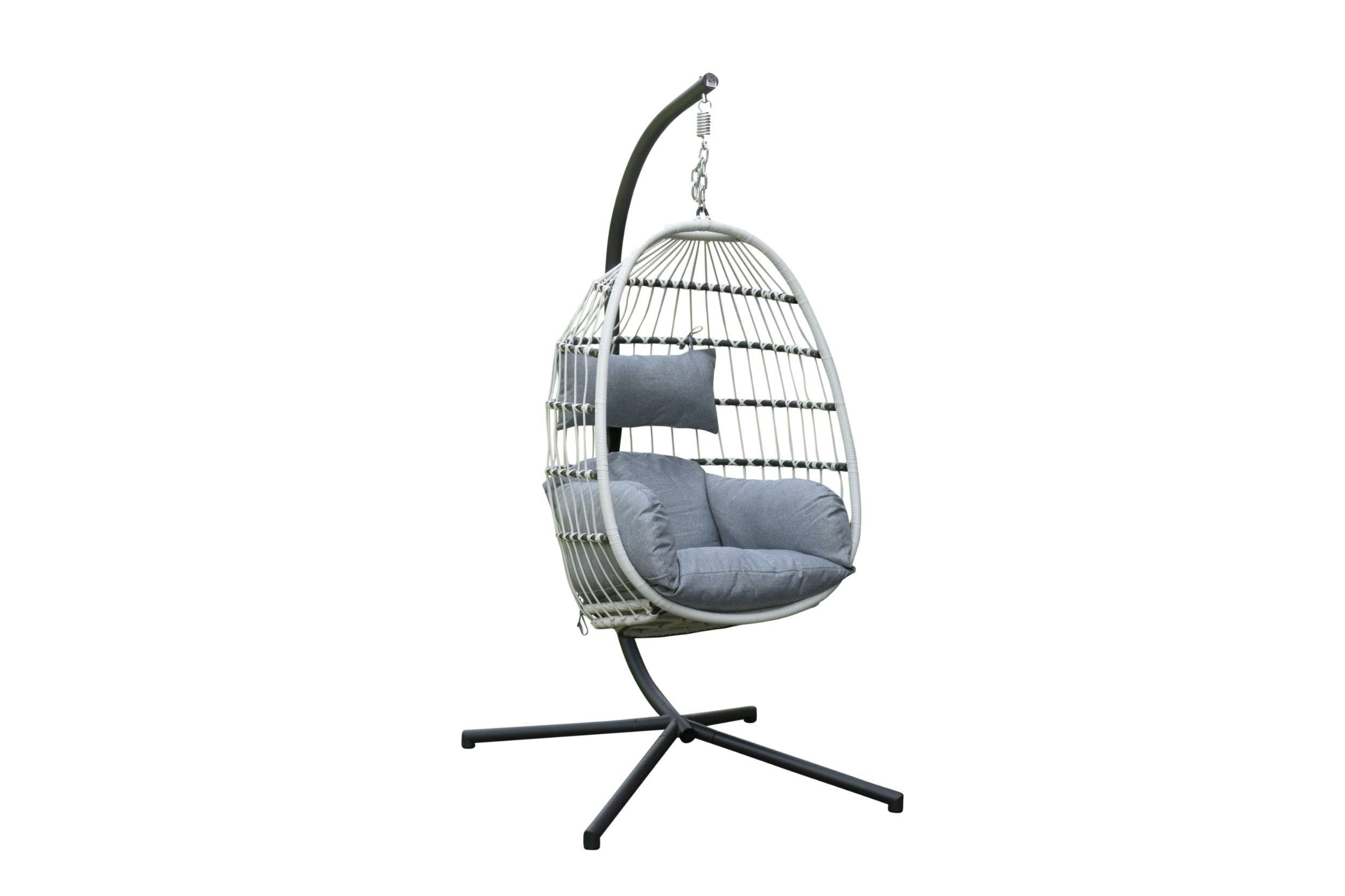 LC Garden Hängesessel Sunai Bequemer Hängekorb Sessel Rattan Hängesessel Indoor und Outdoor, Verstellbar & Faltbar, Mehrere Sitzkissen, UV Resistent