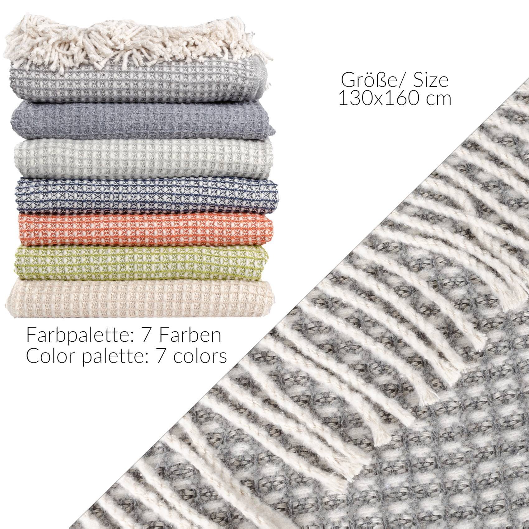 Plaid Beatriz feine Kuscheldecke Reisedecke Tagesdecke Wohndecke, ANRO, Wendedecke kuschelig-weich 130x160cm Grau