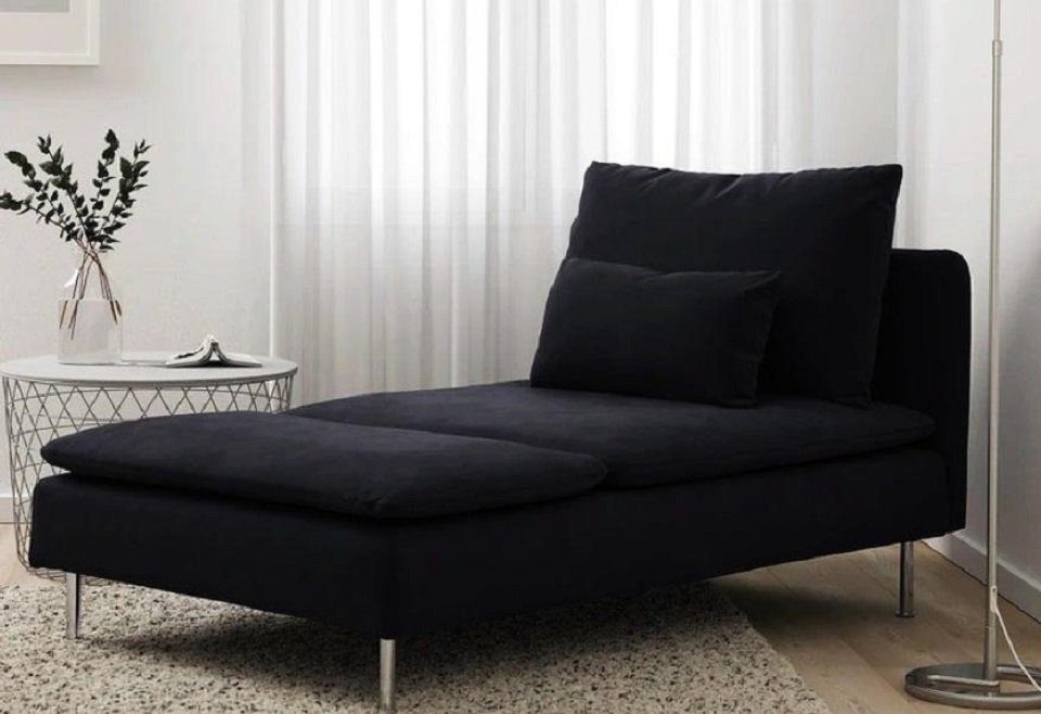 JVmoebel Chaiselongue Chaiselongue Luxus Textil Modern Sofa Schwarz Neu Design Möbel