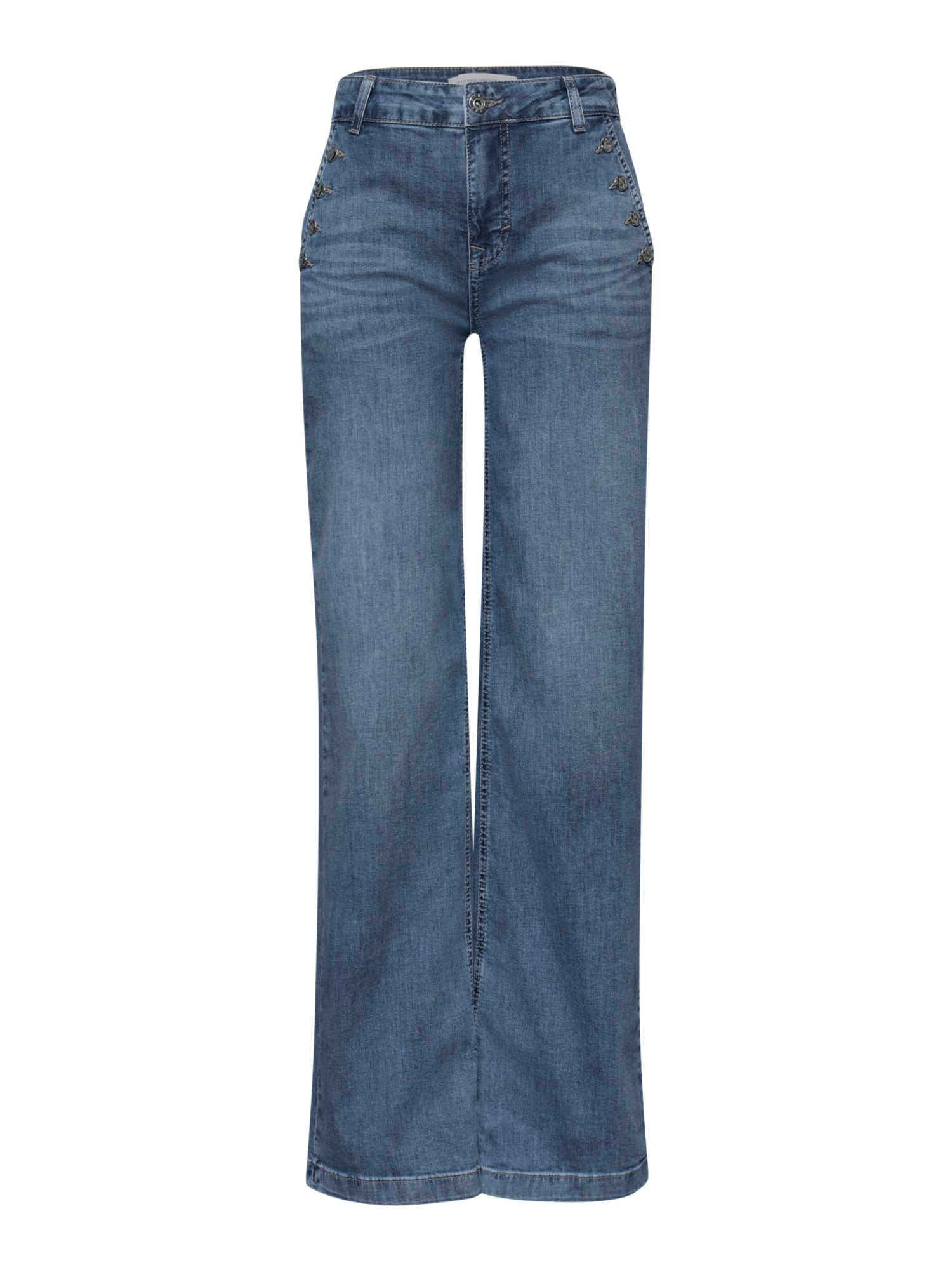 STREET ONE Stoffhose blau,Casual,Baumwolle,Unifarben,Wide Leg,Hoch