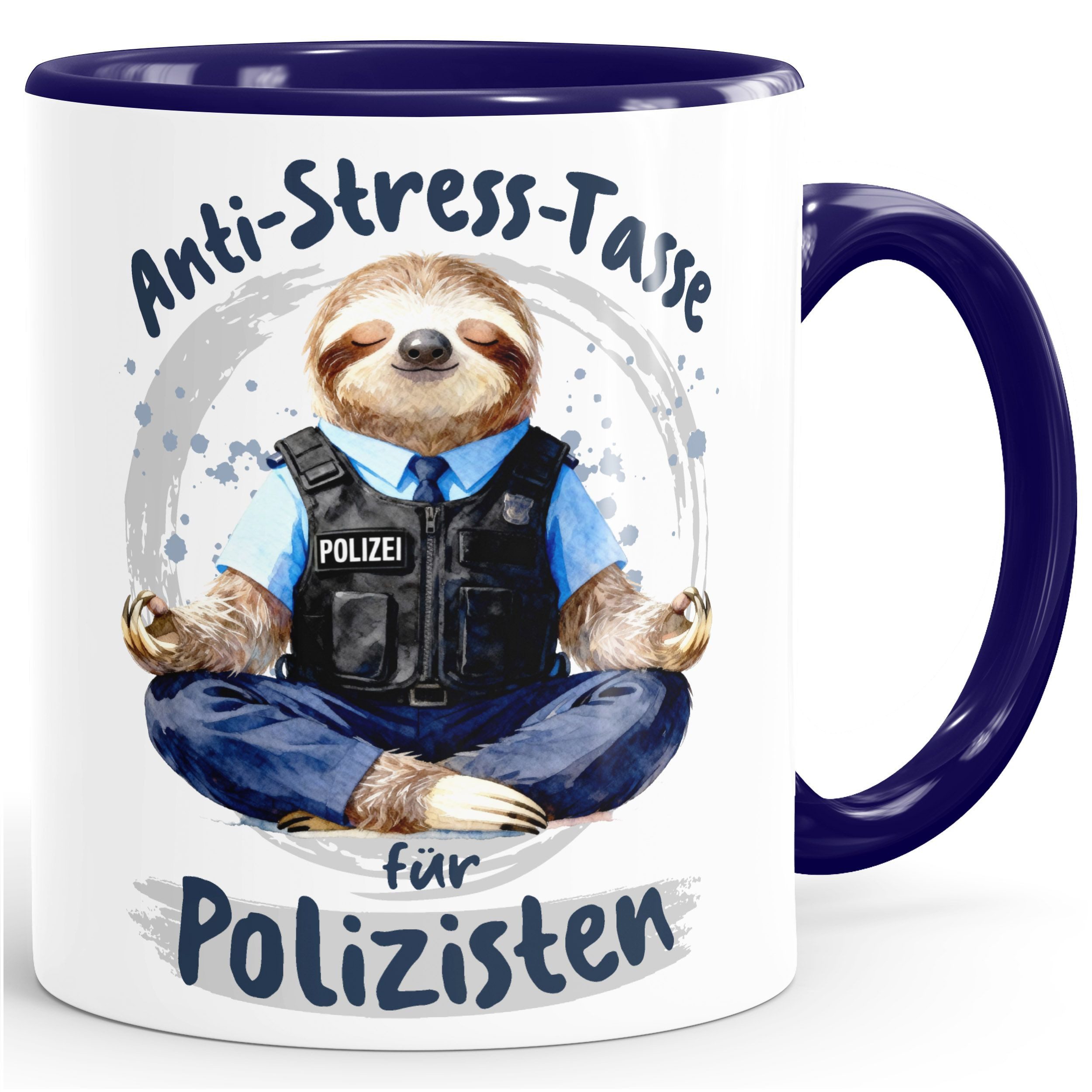 MoonWorks Tasse Kaffee-Tasse Geschenk Polizisten Anti Stress Bürotasse Faultier, Keramik