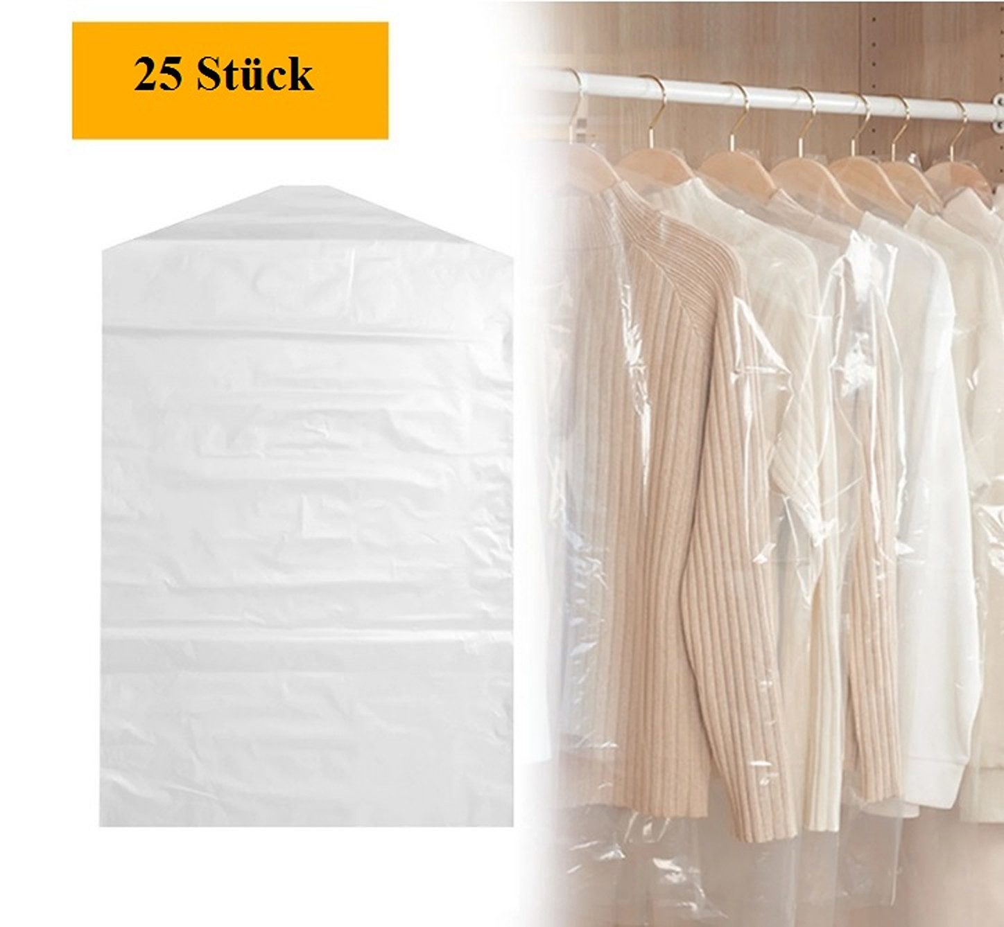 BAYLI Kleiderschutzhülle 25er Set Kleiderschutzhülle Transparent - Mantelschutz durchsichtig -