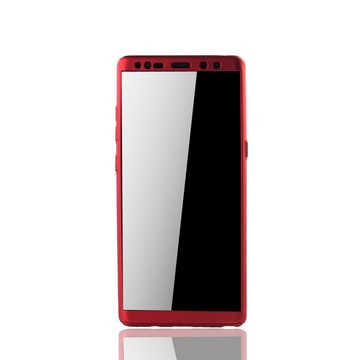 König Design Handyhülle Samsung Galaxy Note 8, Samsung Galaxy Note 8 Handyhülle 360 Grad Schutz Full Cover Rot