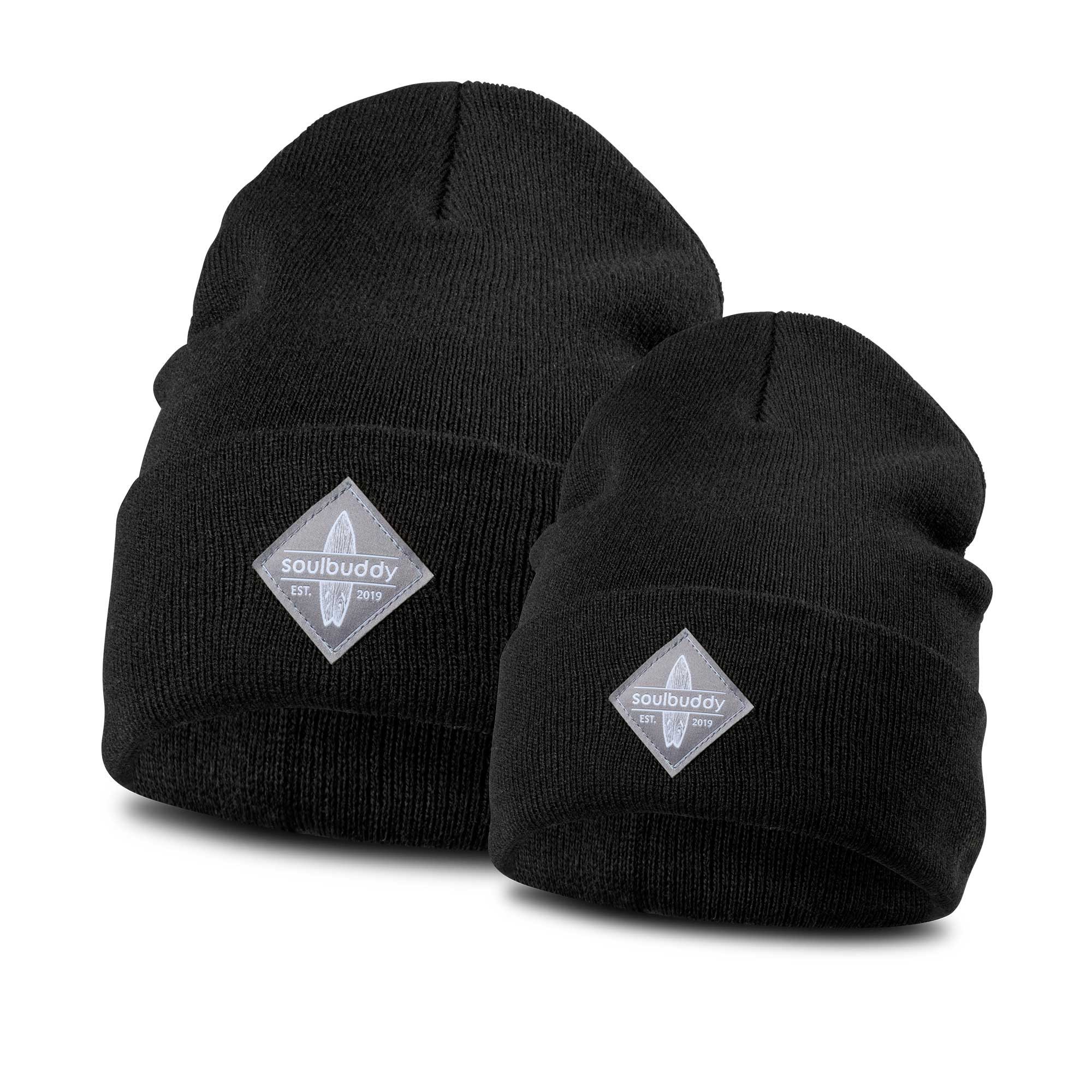 Soulbuddy Strickmütze 2er-Set Partnerlook Familie, Weihnachtsgeschenke, Geschenk Eltern (1x Eltern Beanie & 1x Kids Beanie, OEKO-TEX® Standard 100 zertifiziert)