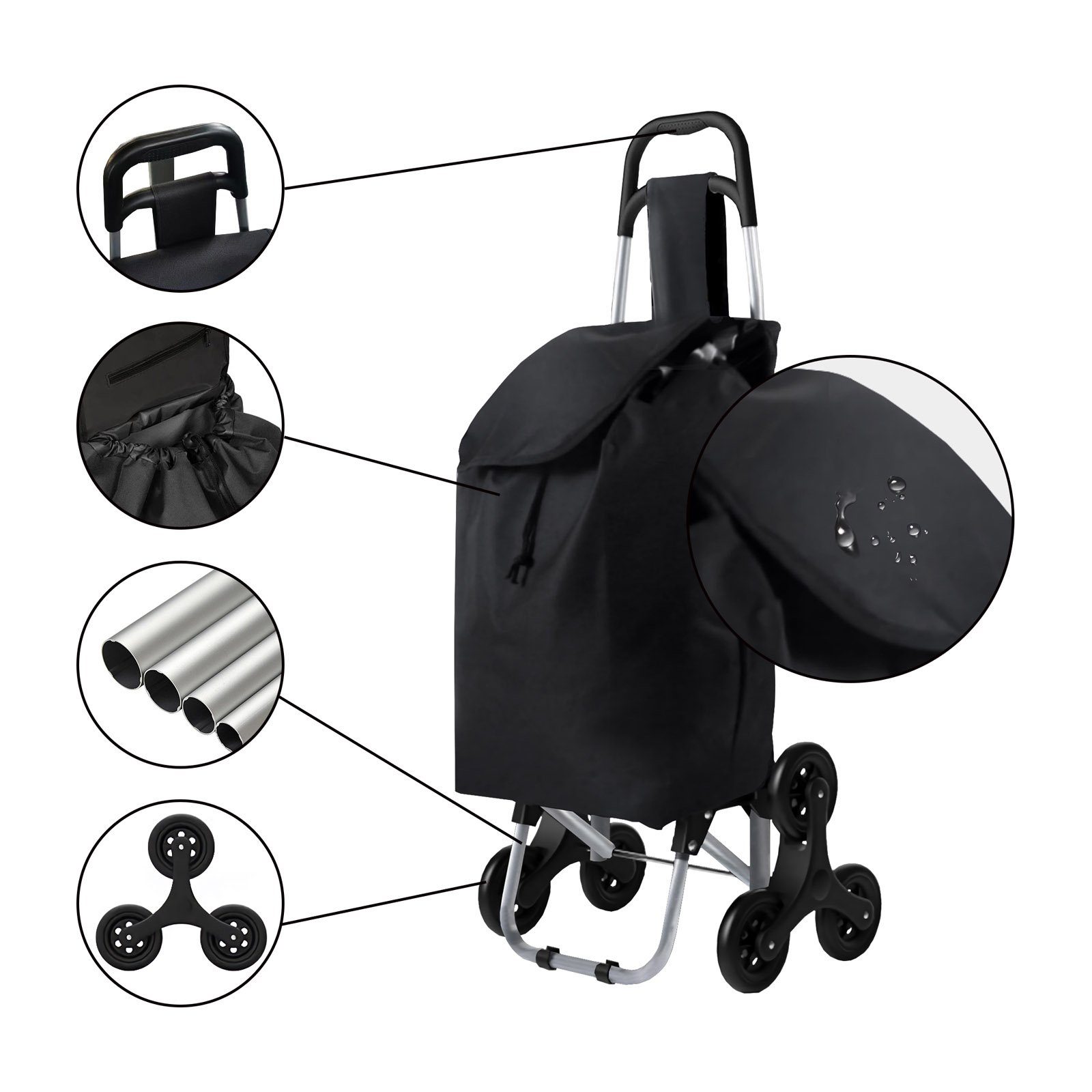 HAC24 Einkaufstrolley Einkaufstrolley Treppensteiger Klappbarer Einkaufswag günstig online kaufen