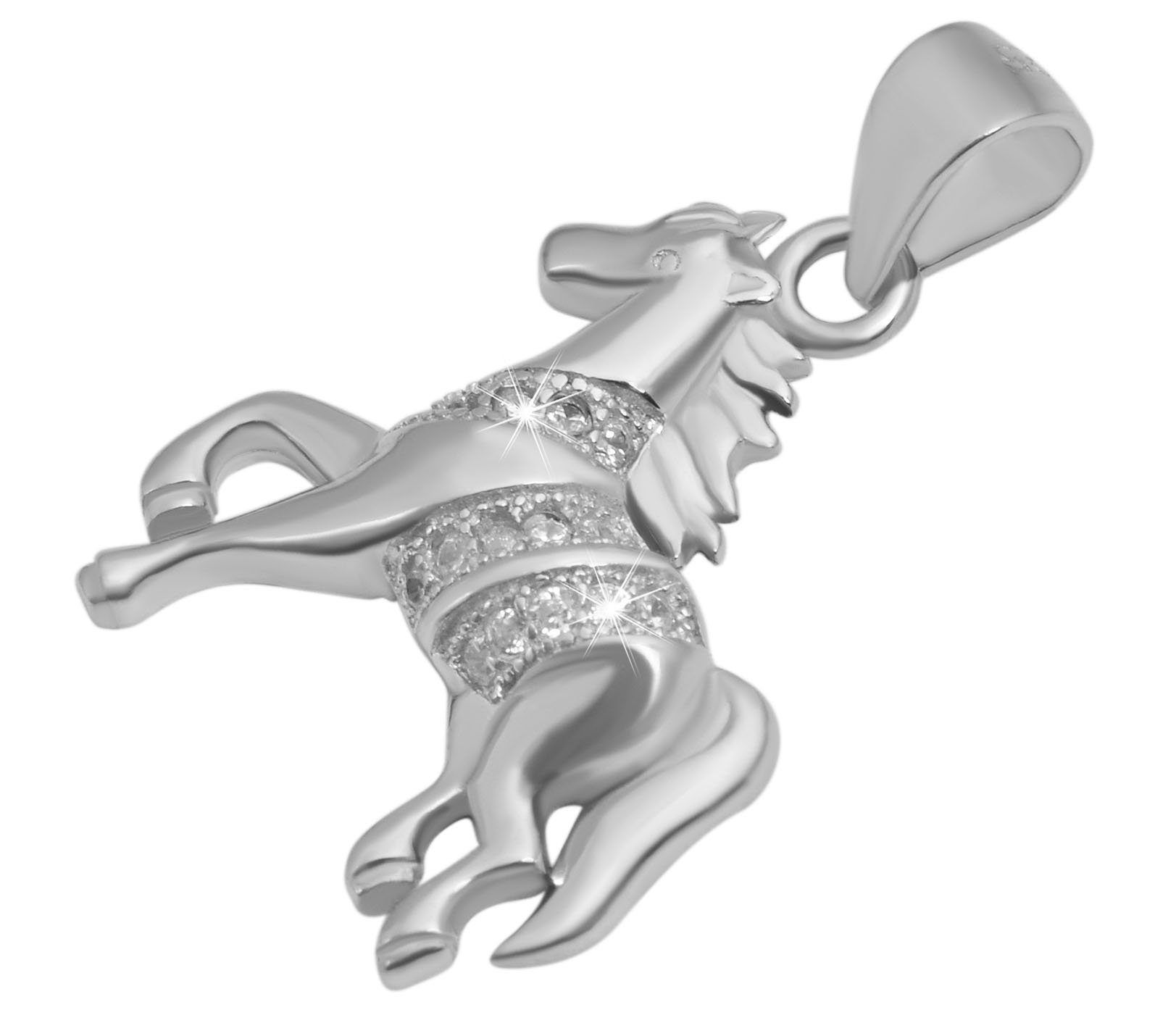 Silber Anhänger Pferd Kettenanhänger mit Adelia´s aus Zirkonia 925