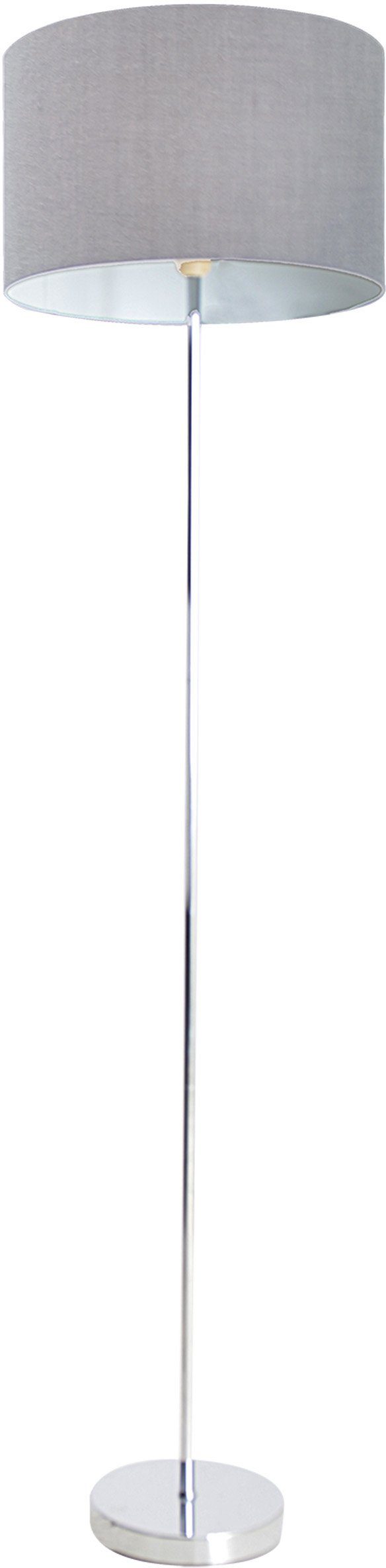 New Höhe 34,5cm Gestell 40W ohne Schirm Stehlampe E27 näve Durchmesser Leuchtmittel, chrom 1x 160cm max York, grau