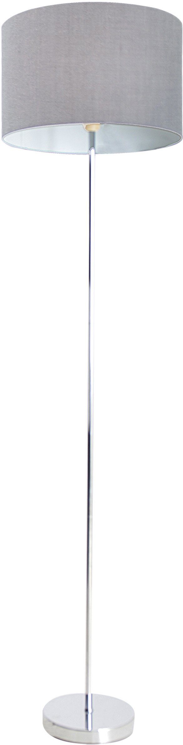 Supergünstiger Preis, große Veröffentlichung näve Stehlampe New Gestell 34,5cm ohne Durchmesser York, E27 1x max grau Höhe 40W Schirm Leuchtmittel, chrom 160cm