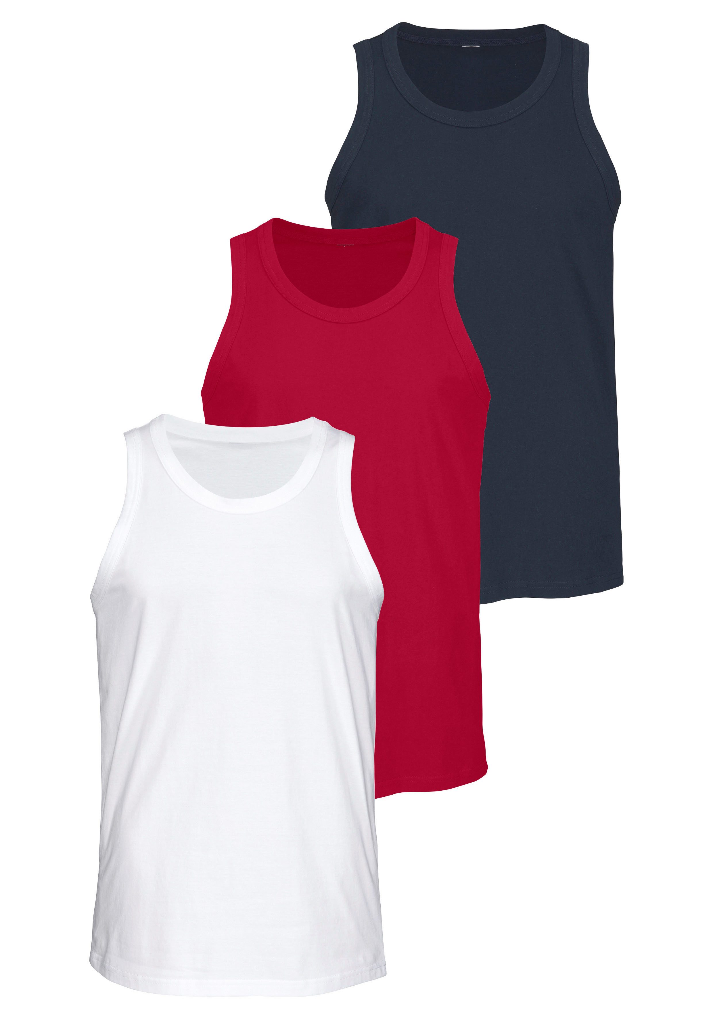 H.I.S Tanktop, Unterziehshirt, Unterhemd für Herren (3er-Pack) unifarben, Rundhalsausschnitt, aus Baumwolle