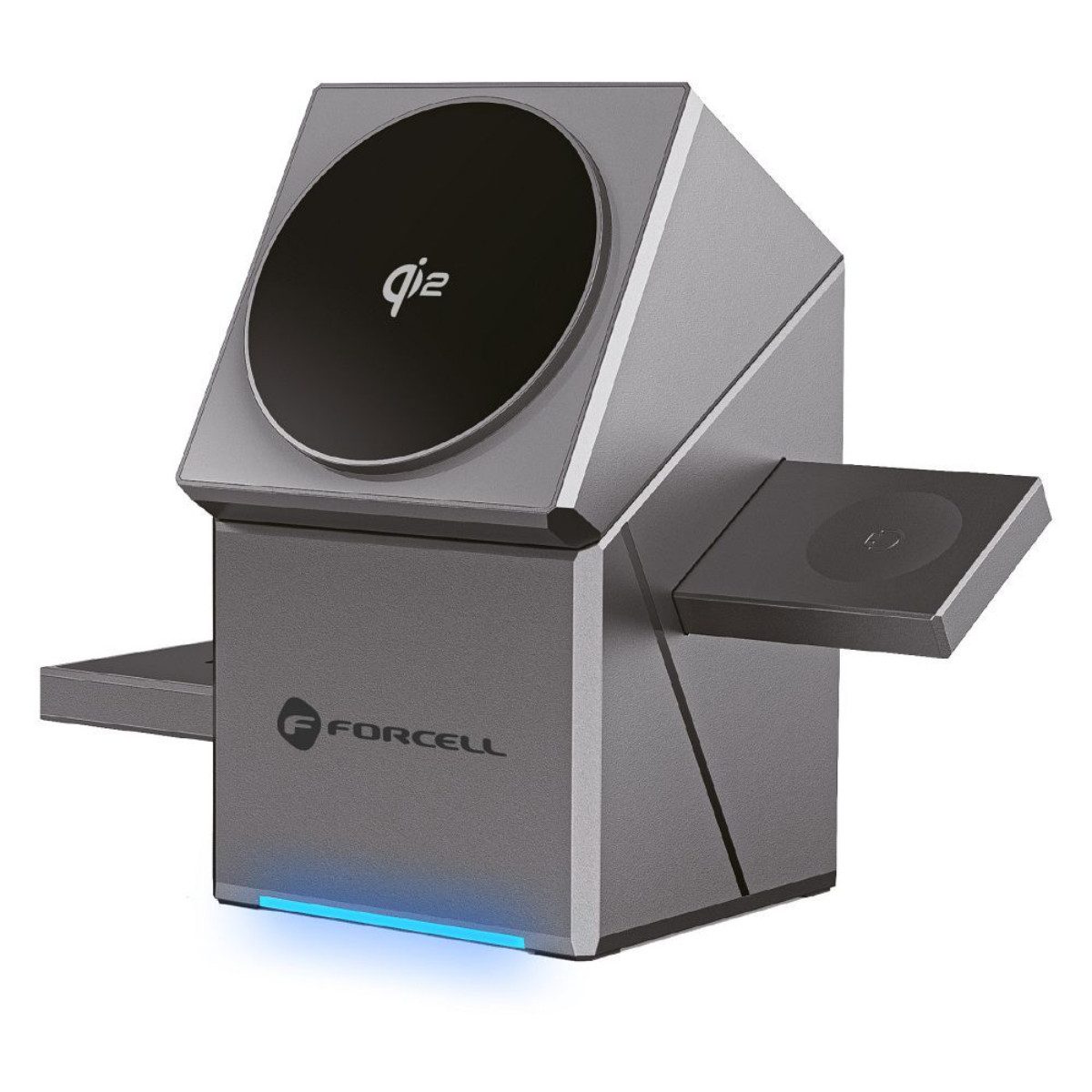 Forcell Rotation Cube F-06 Wireless Charger (3000 mA, 1x 3-in-1 Wireless Charger, 3-in-1 Qi2 Ladestation mit 360° Drehfunktion und Magnetring)
