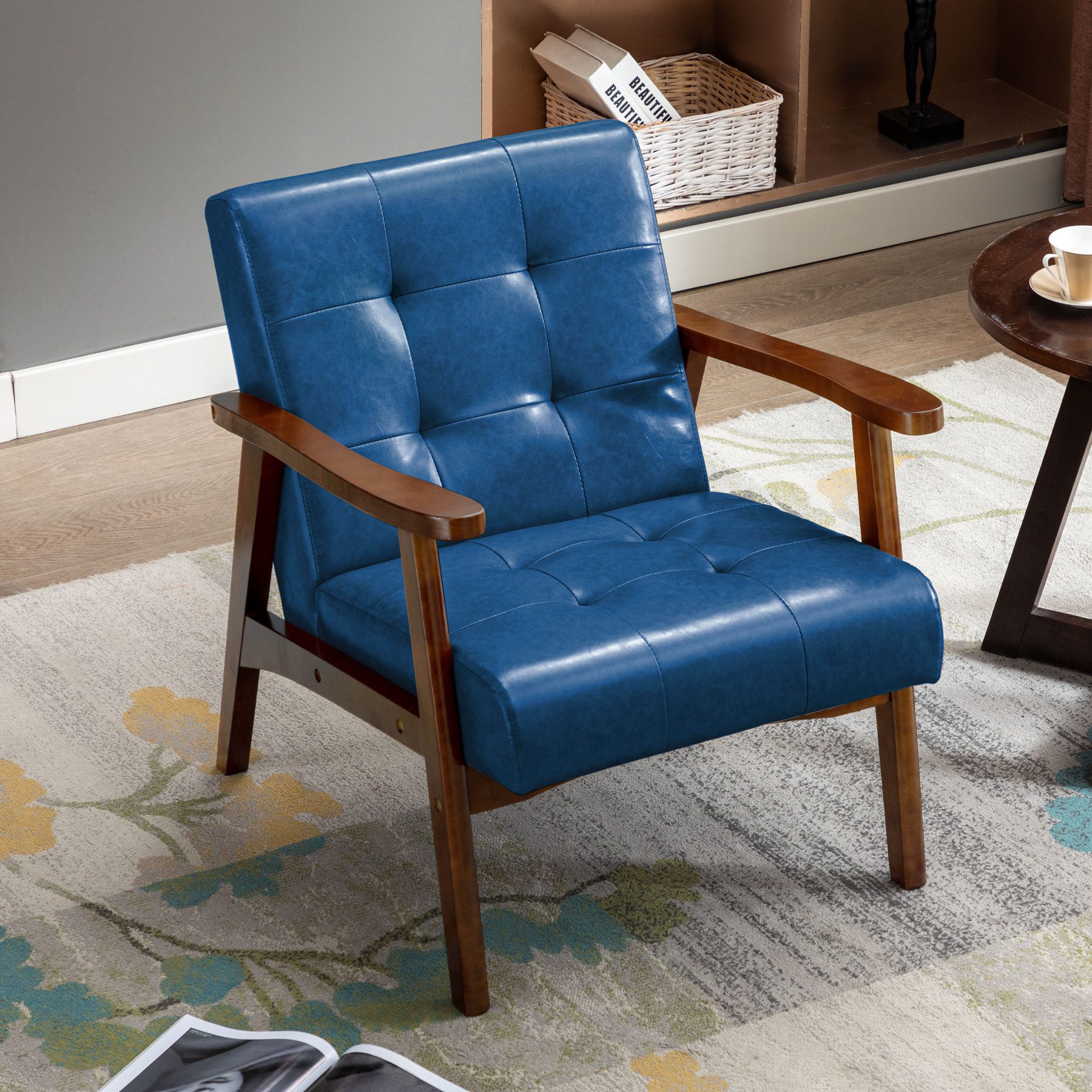 HomeMiYN Ohrensessel Skandinavischer Ohrensessel aus Kunstleder – Eleganz und Komfort