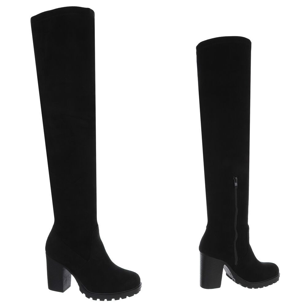 Ital-Design Overkneestiefel mit Blockabsatz für Damen, hochqualitativ Overkneestiefel (90827512) Blockabsatz Stiefel in Schwarz – Bild 4 von 5