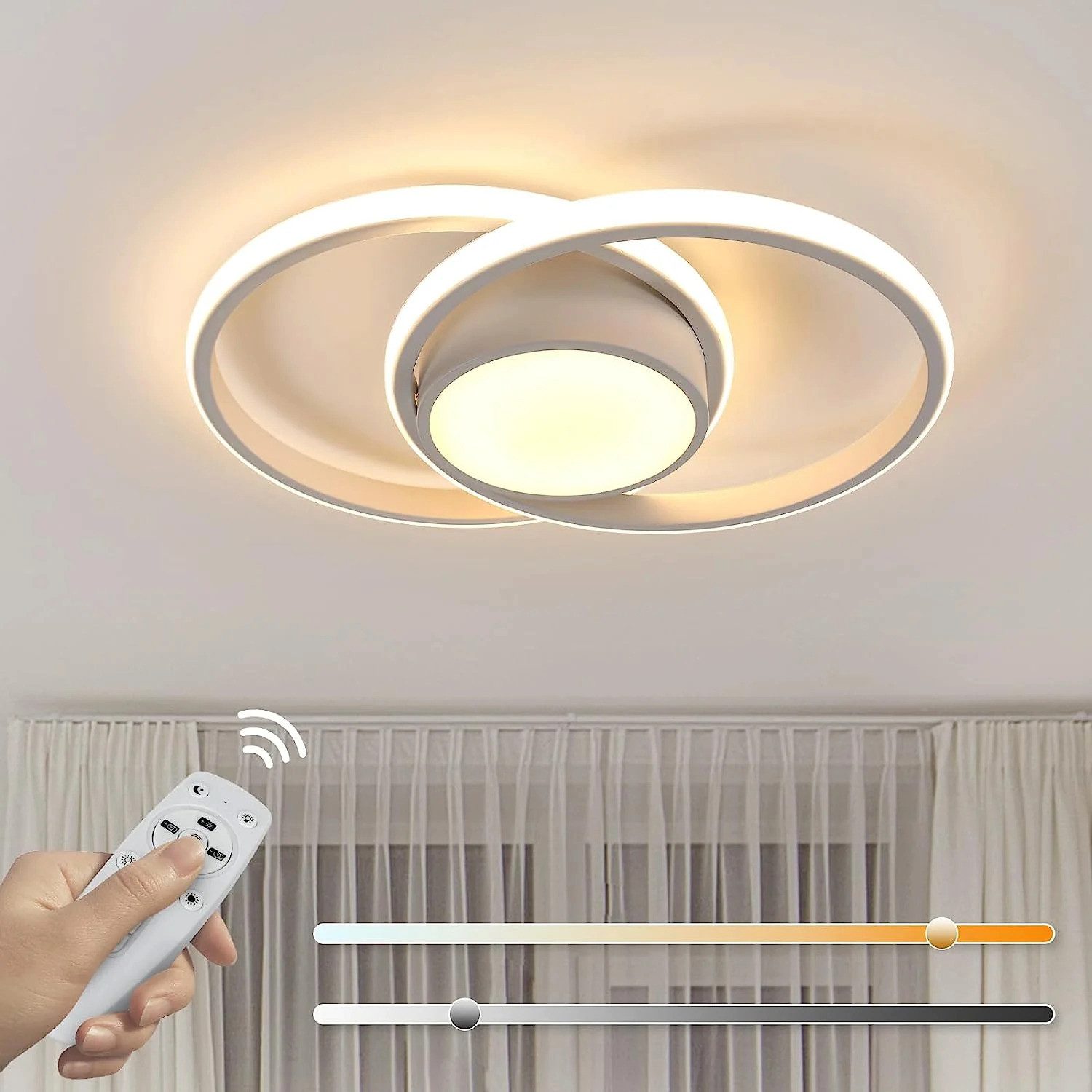 Riserva LED Deckenleuchte LED Deckenleuchte Weiß 40W dimmbar mit Fernbedienung für Wohnzimmer, LED wechselbar