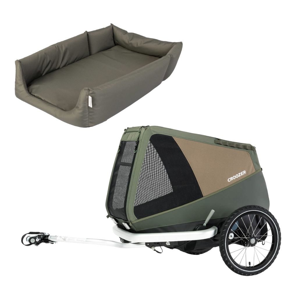 Thumbnail - Croozer Fahrradhundeanhänger Dog Enna Bundle inkl. Enna Hundebett - Farbe: Moos Green