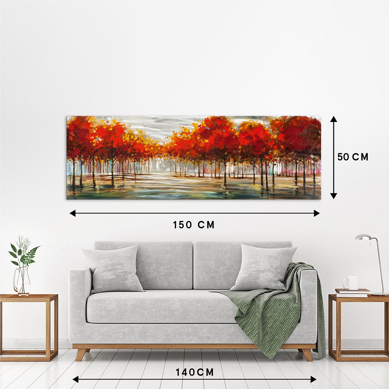 ArtUniverse Gemälde Herbstliche Landschaft mit silber 50x150 cm, Abstrakt