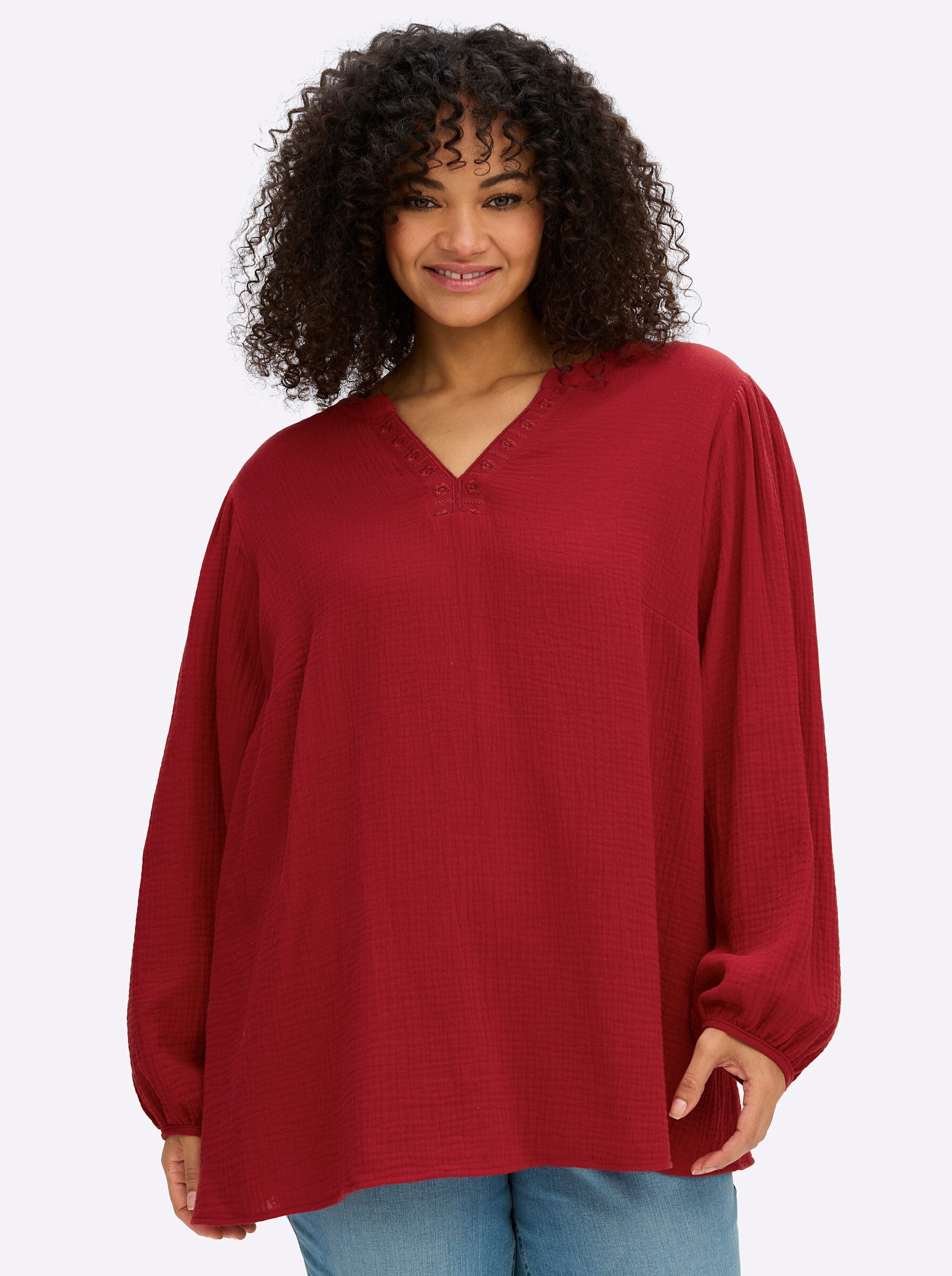 Sheego Klassische Bluse Tunika Langarm