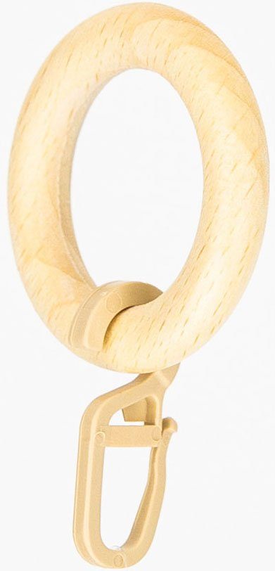 GARESA Gardinenring Holzring mit Haken, Gardinenstangen, (20-St), für Durchmesser bis 20mm, einfache Montage