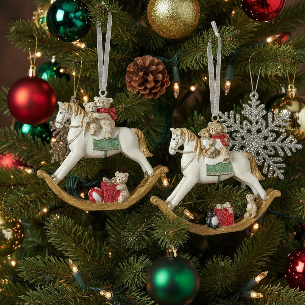 MF Christbaumschmuck Weihnachtsanhänger Teddypferdchen 2er Set Schaukelpfer günstig online kaufen
