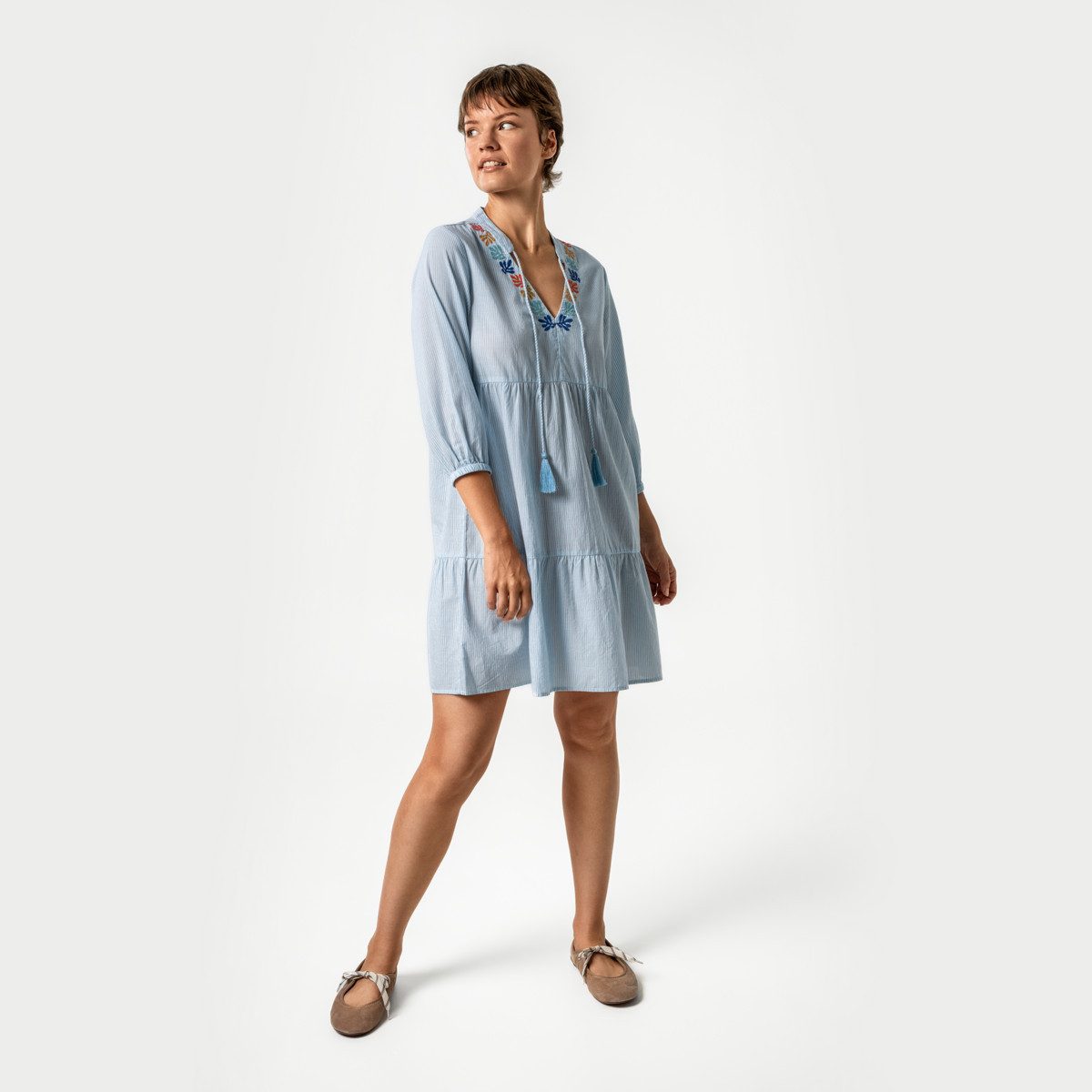 LIVING CRAFTS Hemdblusenkleid AGLAIA GOTS zertifiziert