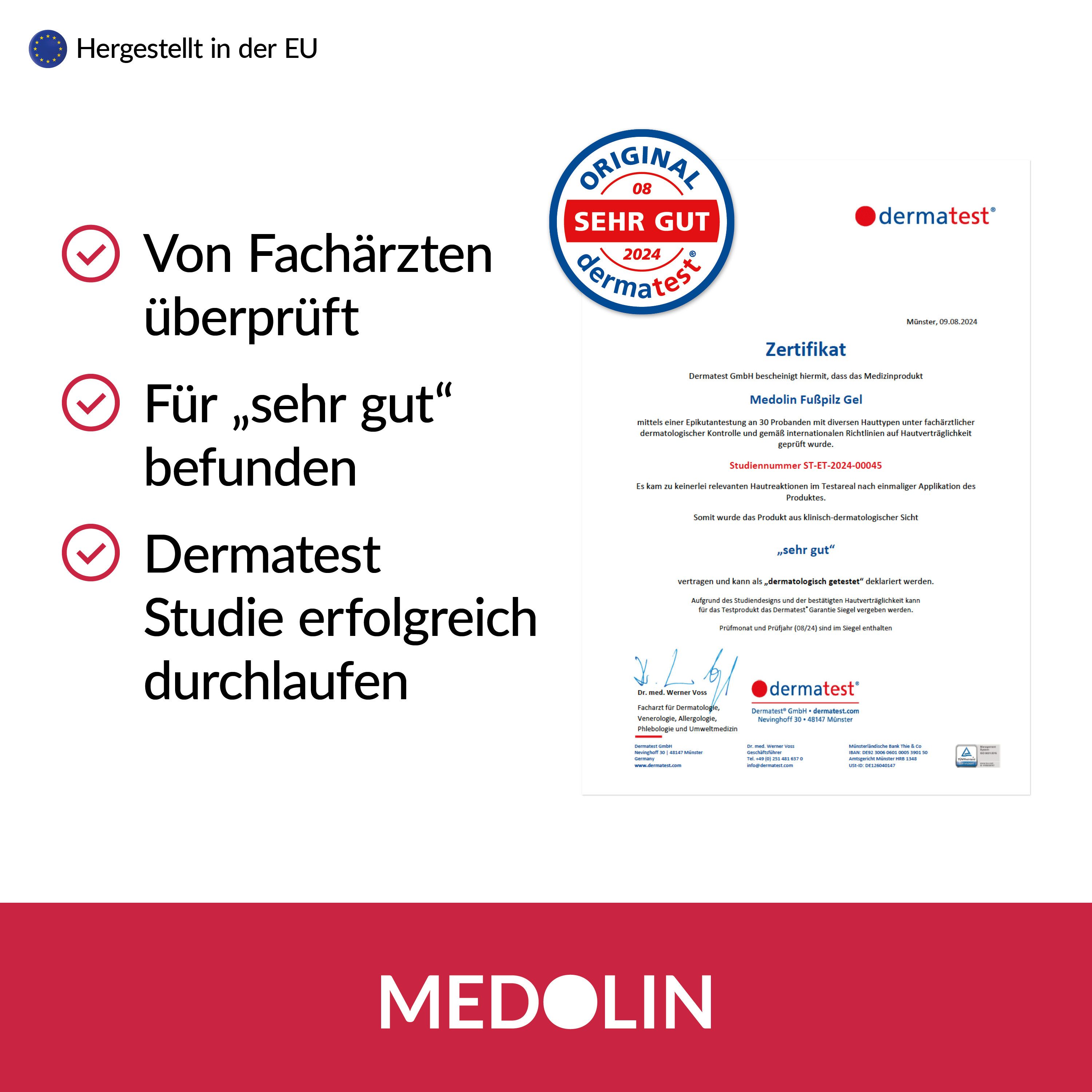 Medolin Fußpflegecreme Fußpilzgel - Fußpilz Behandlung - Effektive Fußpilz Creme, 1-tlg.