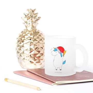 Mr. & Mrs. Panda Teeglas Einhorn Weihnachtsmann - Transparent - Geschenk, Teebecher, Teeglas, Premium Glas, Edler Aufdruck