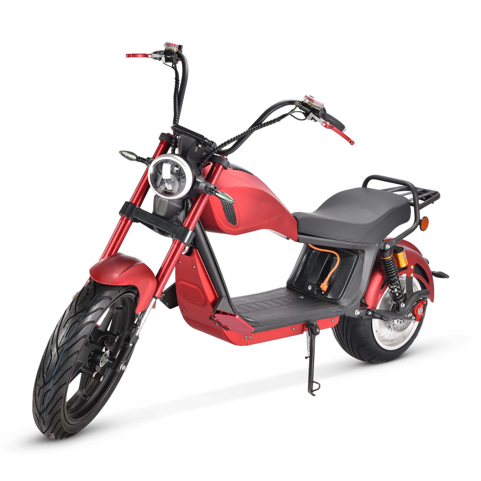 STW GmbH E-Motorrad Urban Chopper Twin Elektro-Chopper, 45 km/h, 3 + Rückwärtsgang, LED-Display, Handyhalterung, Seitenständer