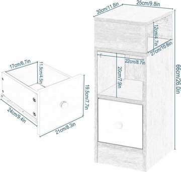 EUGAD Nachttisch (2-St), mit 2 offenen Ablagen 1 Schublade, Holzwerkstoff