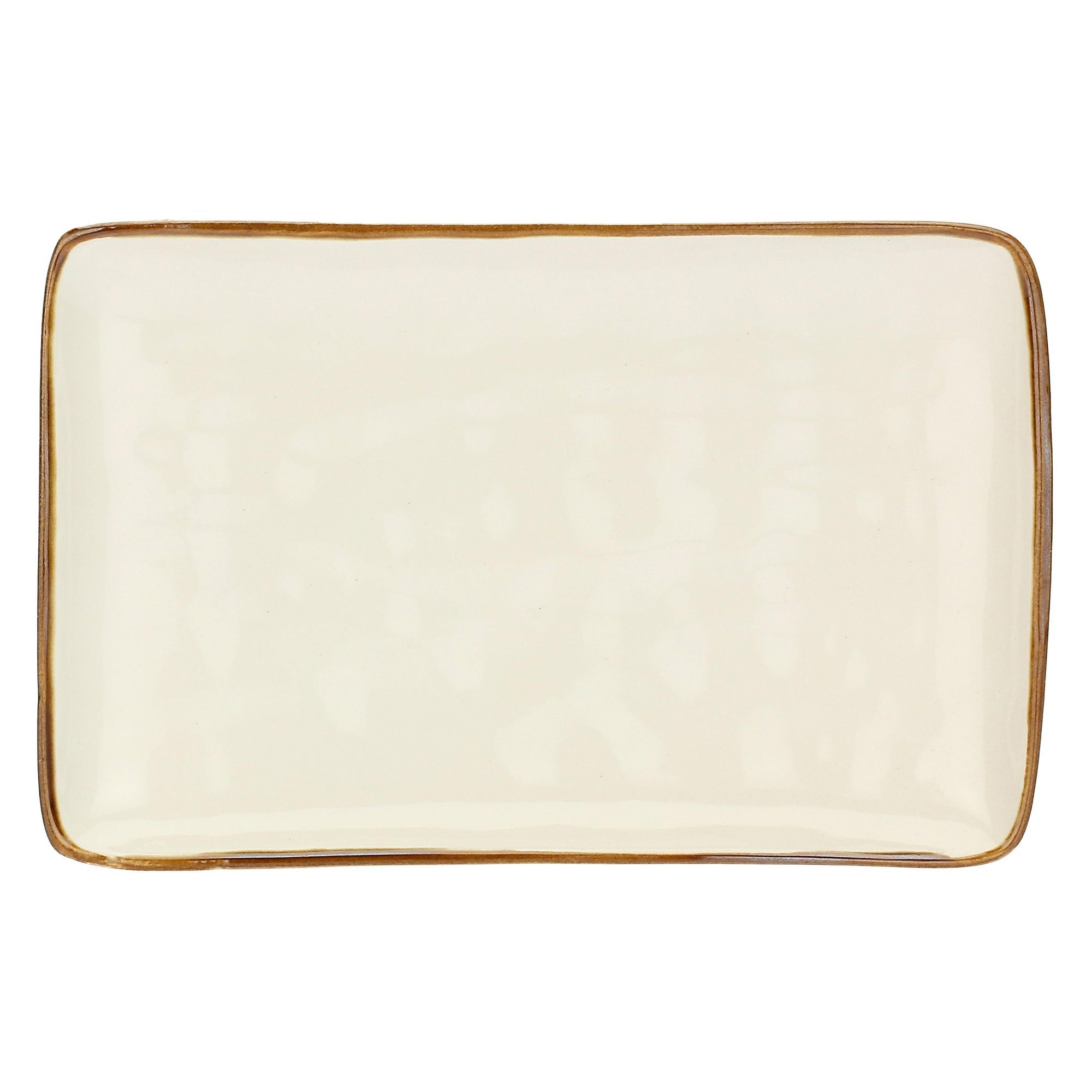 Rose & Tulpani Servierplatte Teller rechteckig Servierteller Platte 27x19cm Concerto gelb, Steingut, (1-tlg), rustikaler Vintage-Look