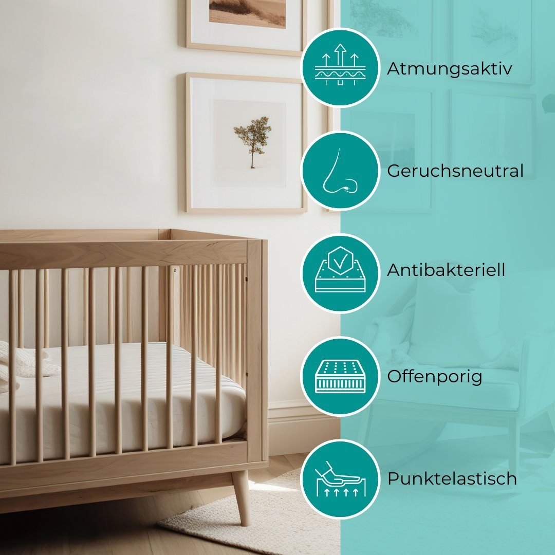 mit optional I hoch, waschbarem - AQUA Premium, Babymatratze Weiß Home®, mit Babymatratze Alavya cm Spannbettlaken 10 60x120 Bezug Spannbettlaken cm