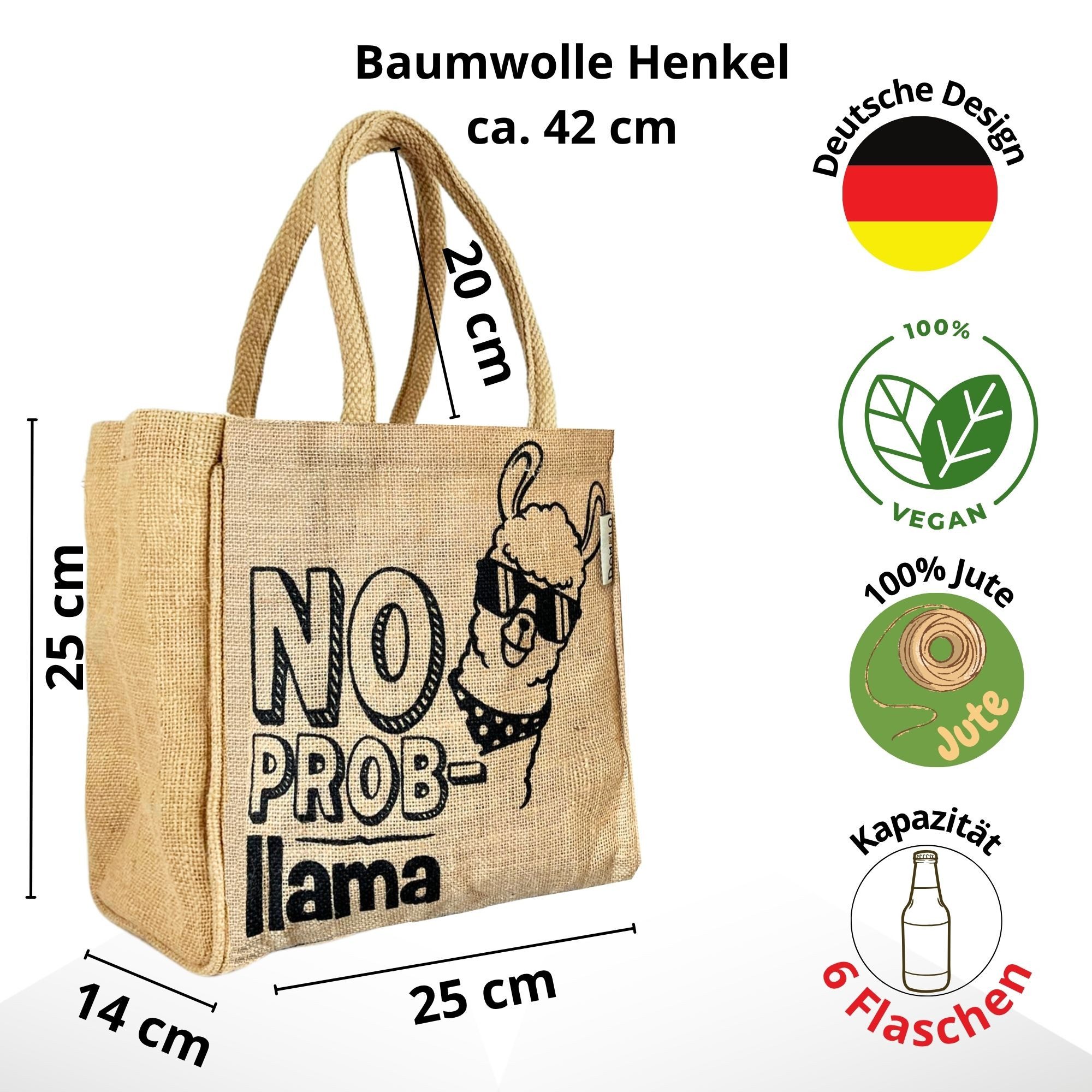Domelo Handtasche Domelo Jute Handtasche kleine Jutetasche vegane mini Einkaufskorb, Deutsch Designer