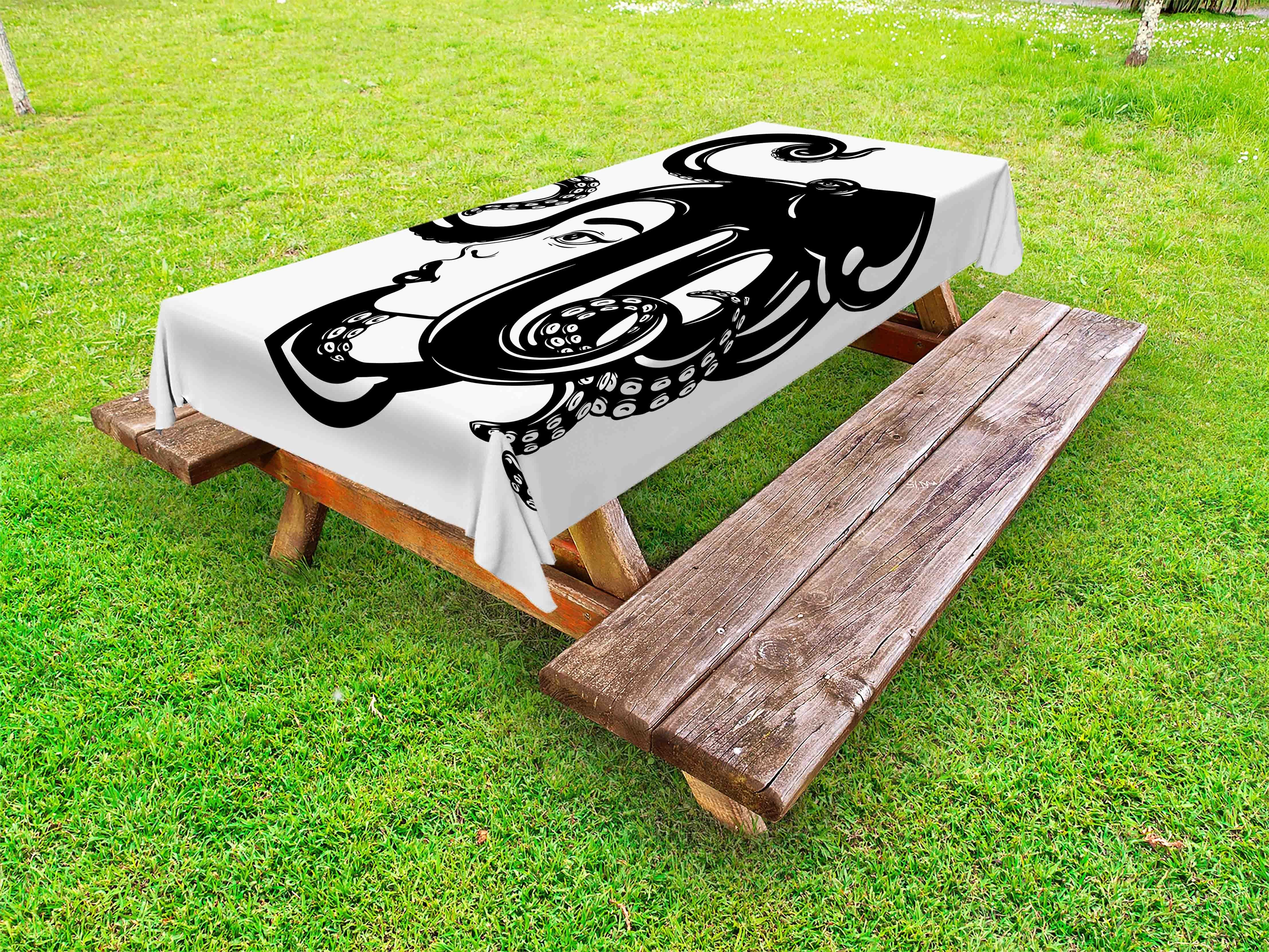 auf Tischdecke waschbare Abakuhaus Picknick-Tischdecke, Seeungeheuer Octopus dekorative Kunst Kopf