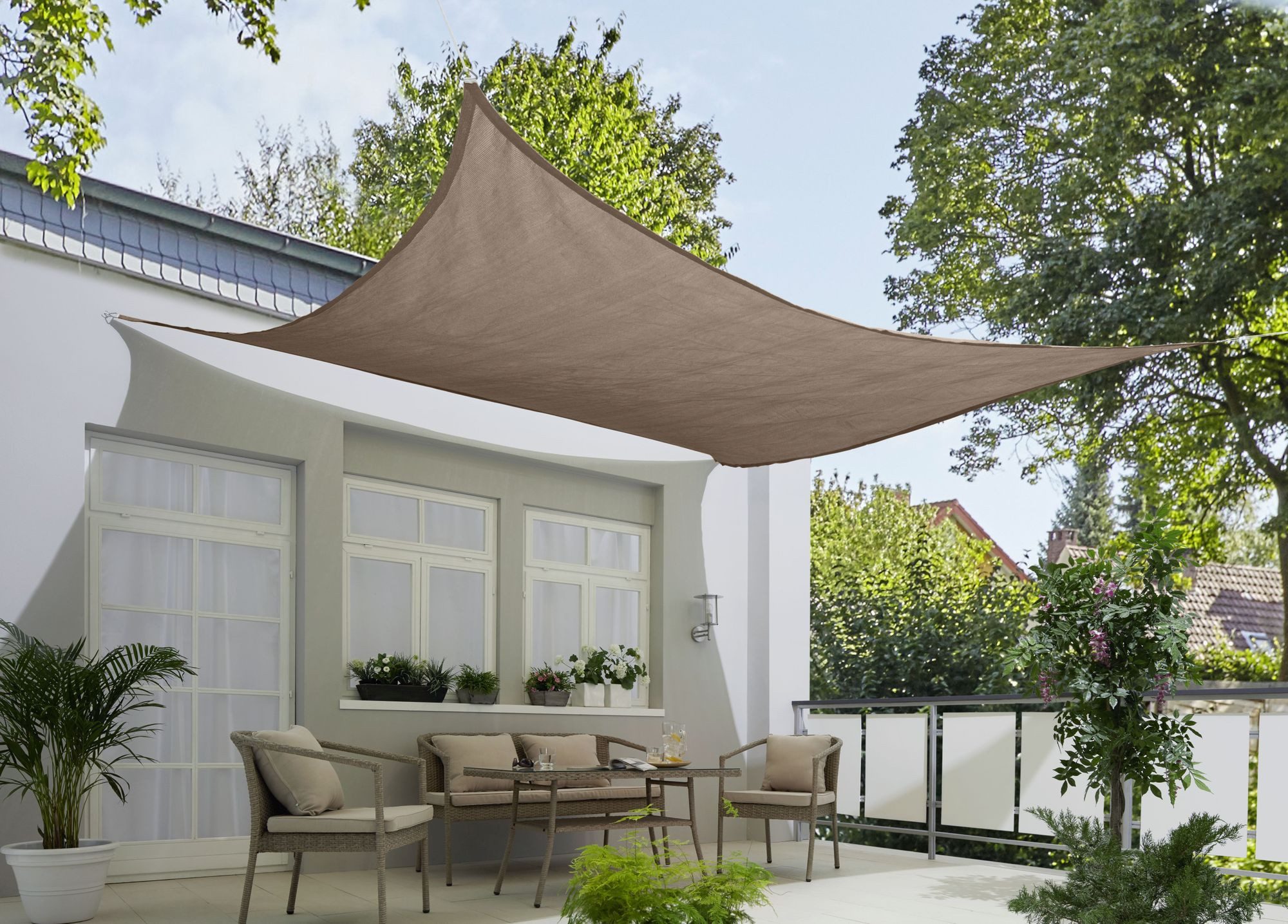 Thumbnail - bonsport Sonnensegel Sonnensegel Quadrat, HDPE, (Quadrat 2x2m Taupe), HDPE