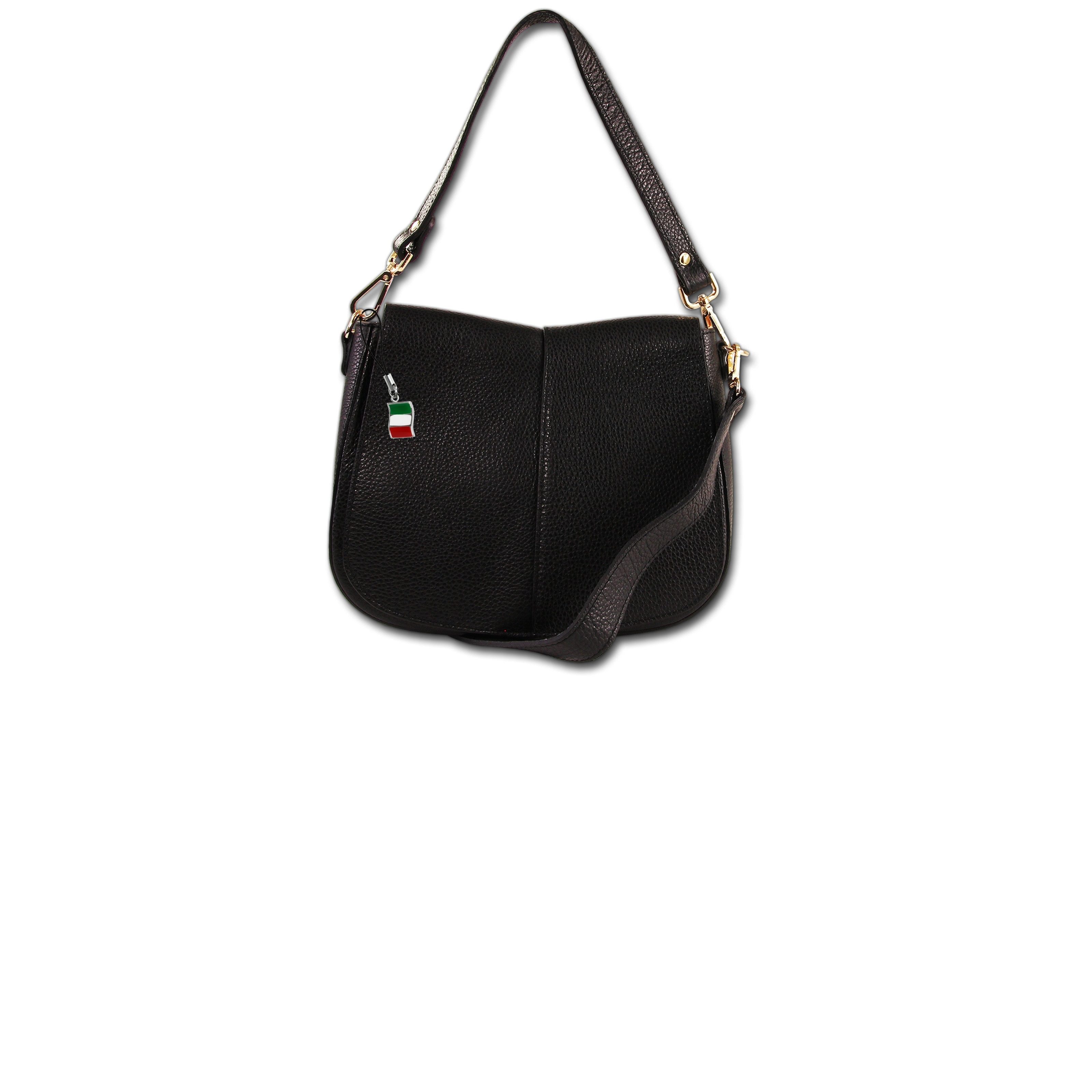 FLORENCE Umhängetasche Florence Umhängetasche Damen (Schultertasche, Umhängetasche), Damen Schultertasche, Umhängetasche Leder, schwarz, Größe ca. 25cm