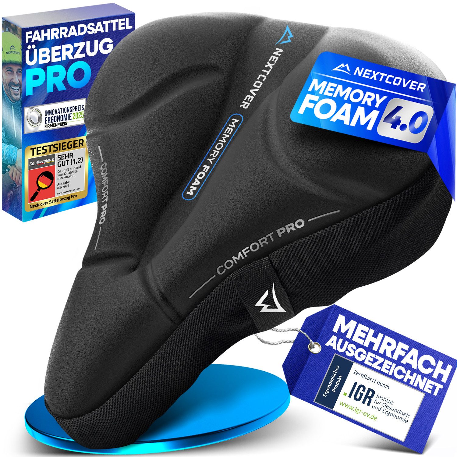 Nextcover Sattelbezug Nextcover® Fahrradsattel Überzug CoverPro mit [Memory Foam 4.0]