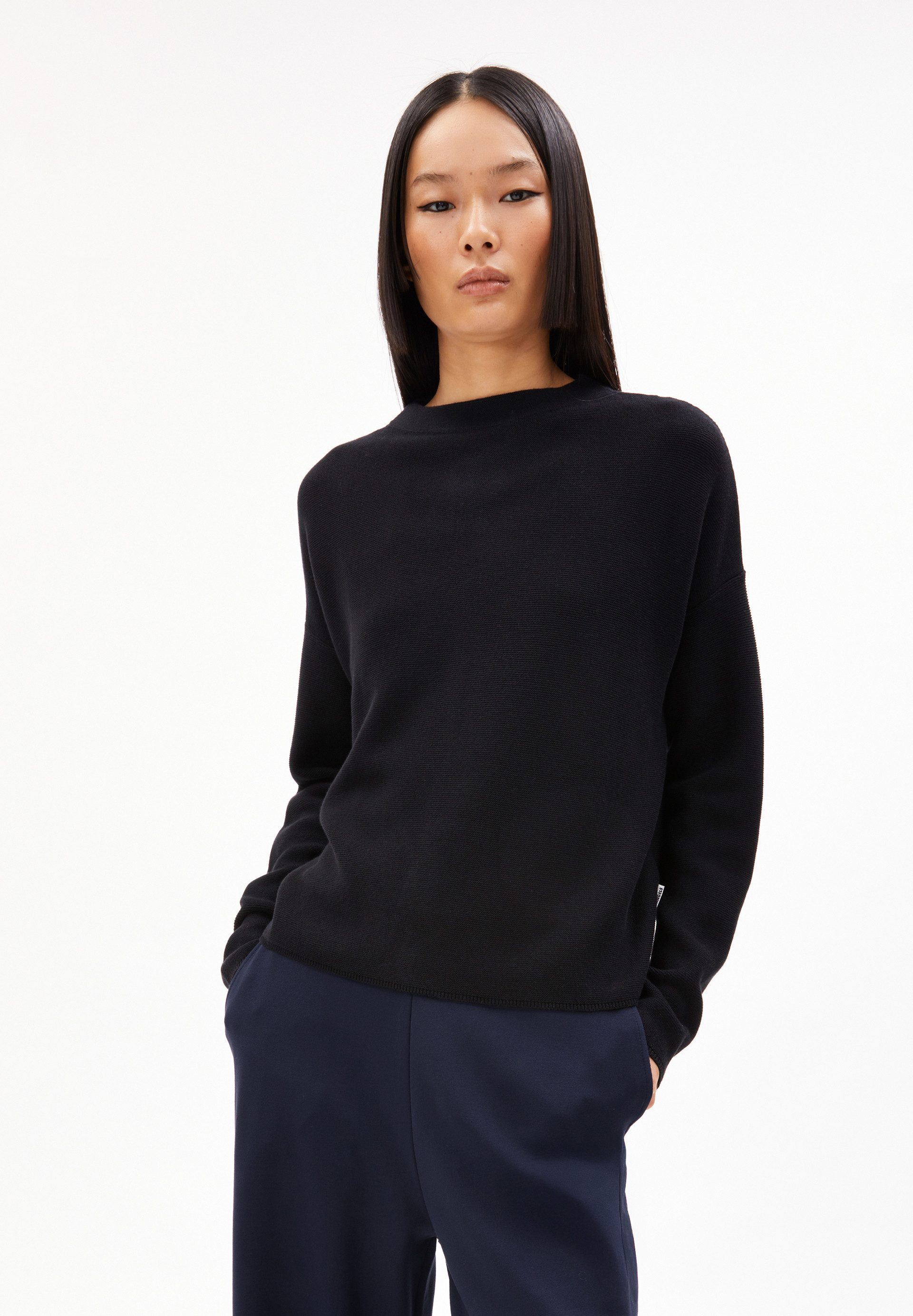 Armedangels Strickpullover MERINAA LINKS LINKS SWEATER (Loose Fit) Mock-Ausschnitt