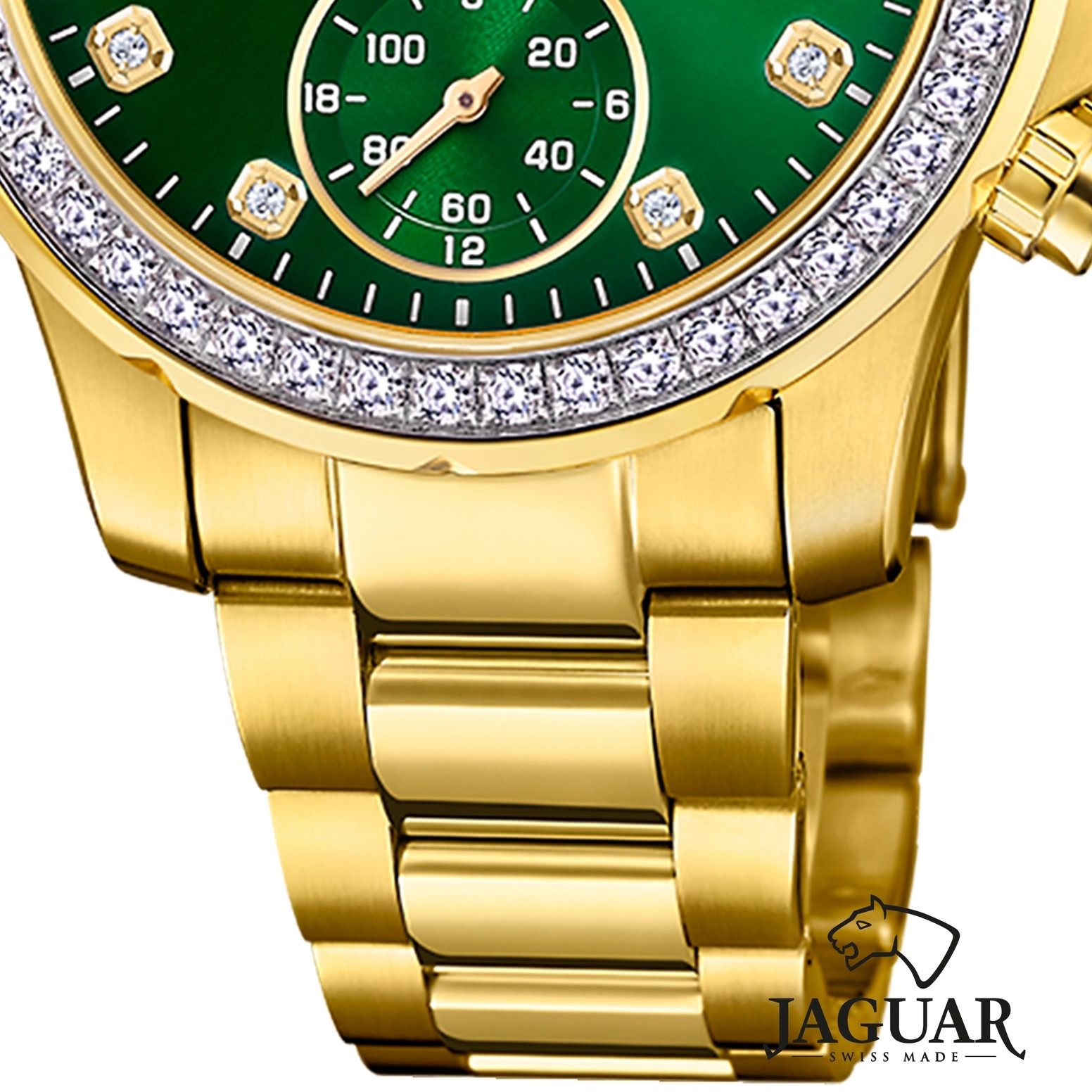 JAGUAR Multifunktionsuhr Jaguar Damenuhr Edelstahl gold Jaguar, (Multifunktionsuhr), Damen Armbanduhr rund, Edelstahlarmband gold – Bild 3 von 5