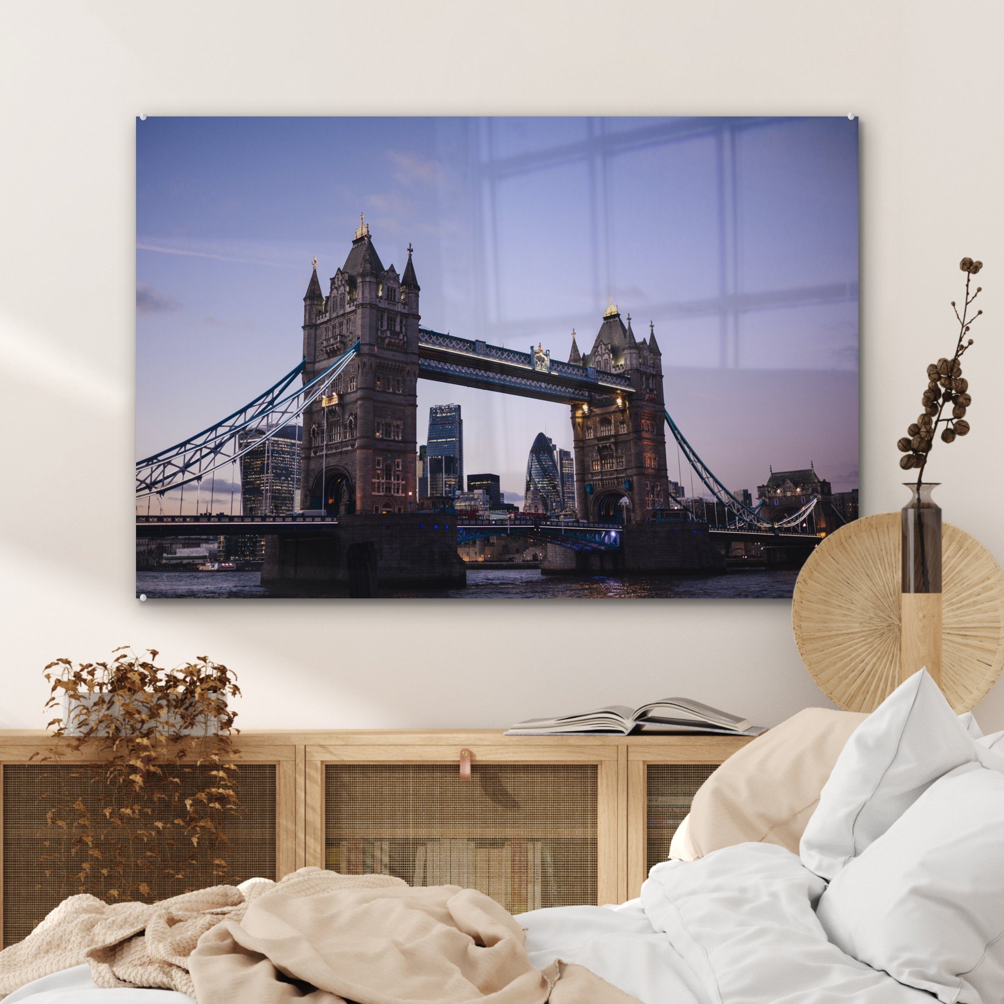 Tower Bridge, Acrylglasbilder - MuchoWow & St), Schlafzimmer Wohnzimmer (1 London Acrylglasbild