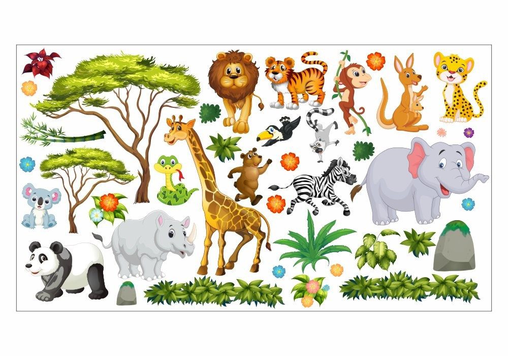 nikima Wandtattoo 060 Wandtattoo Dschungel Tiere - 750 x 420 mm (PVC-Folie)