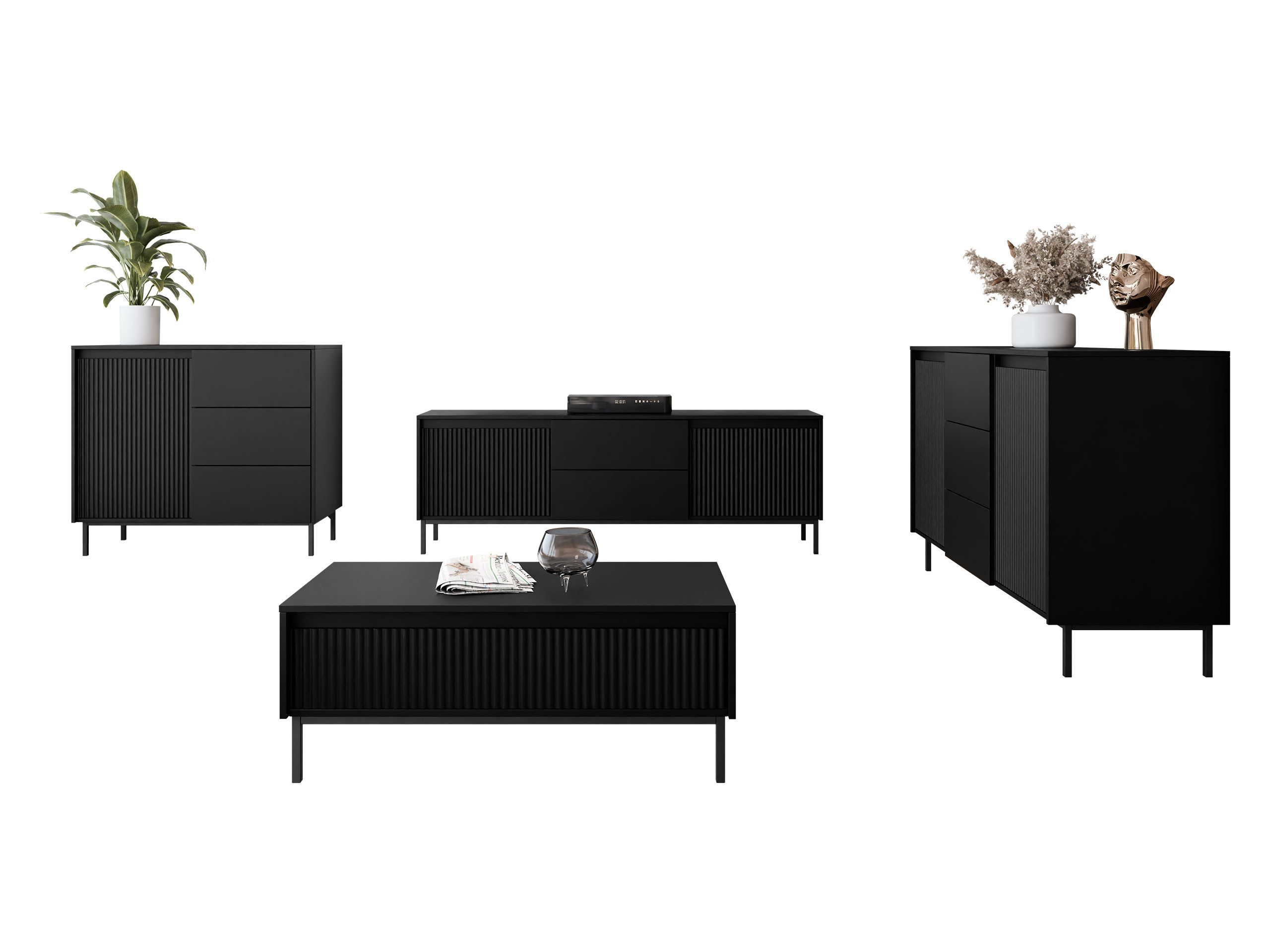 MIRJAN24 Wohnzimmer-Set Ozmi I, (2x Kommode, TV-Lowboard, Couchtisch), Grif günstig online kaufen