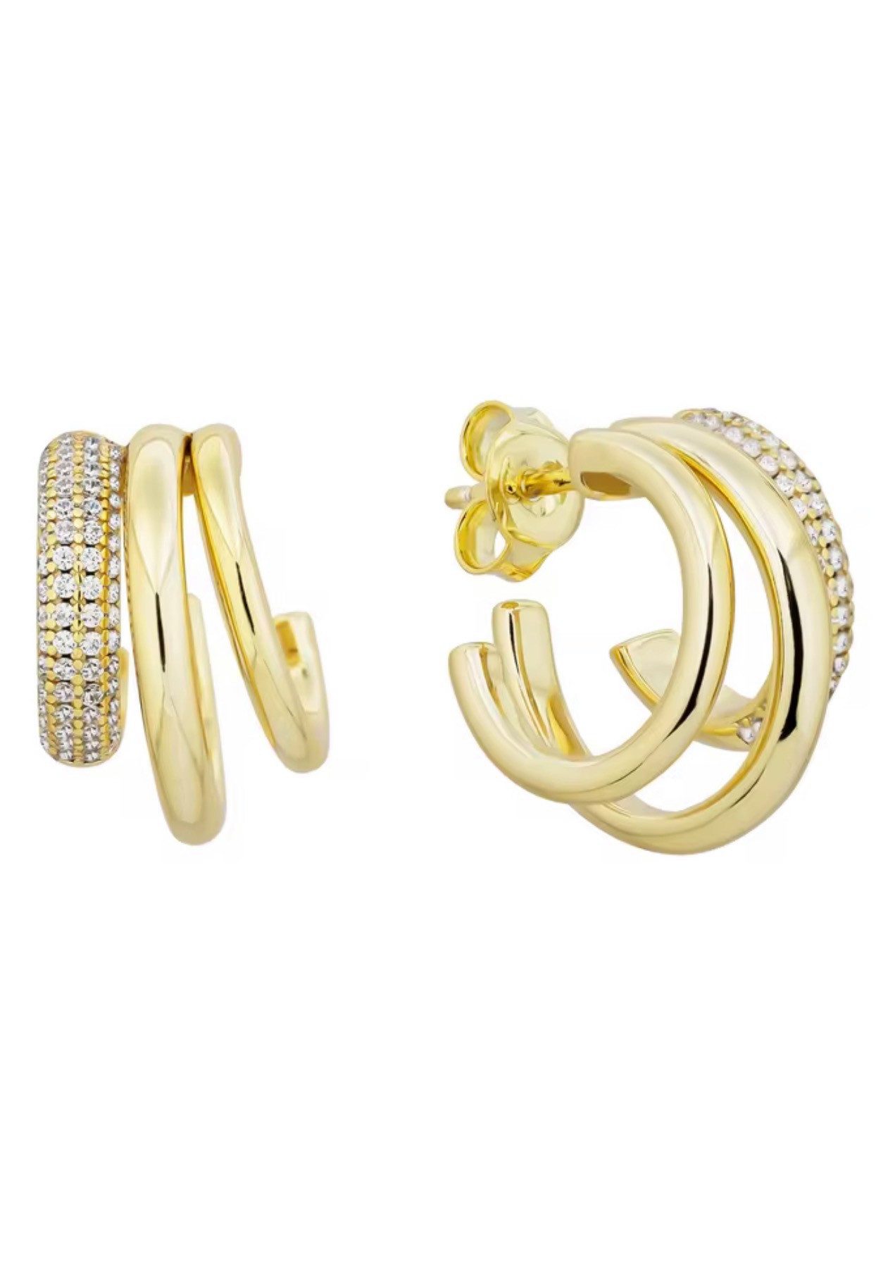 Paar Creolen Extravagante Damen Creolen Ohrringe 18K Gold 925 Sterling Silber